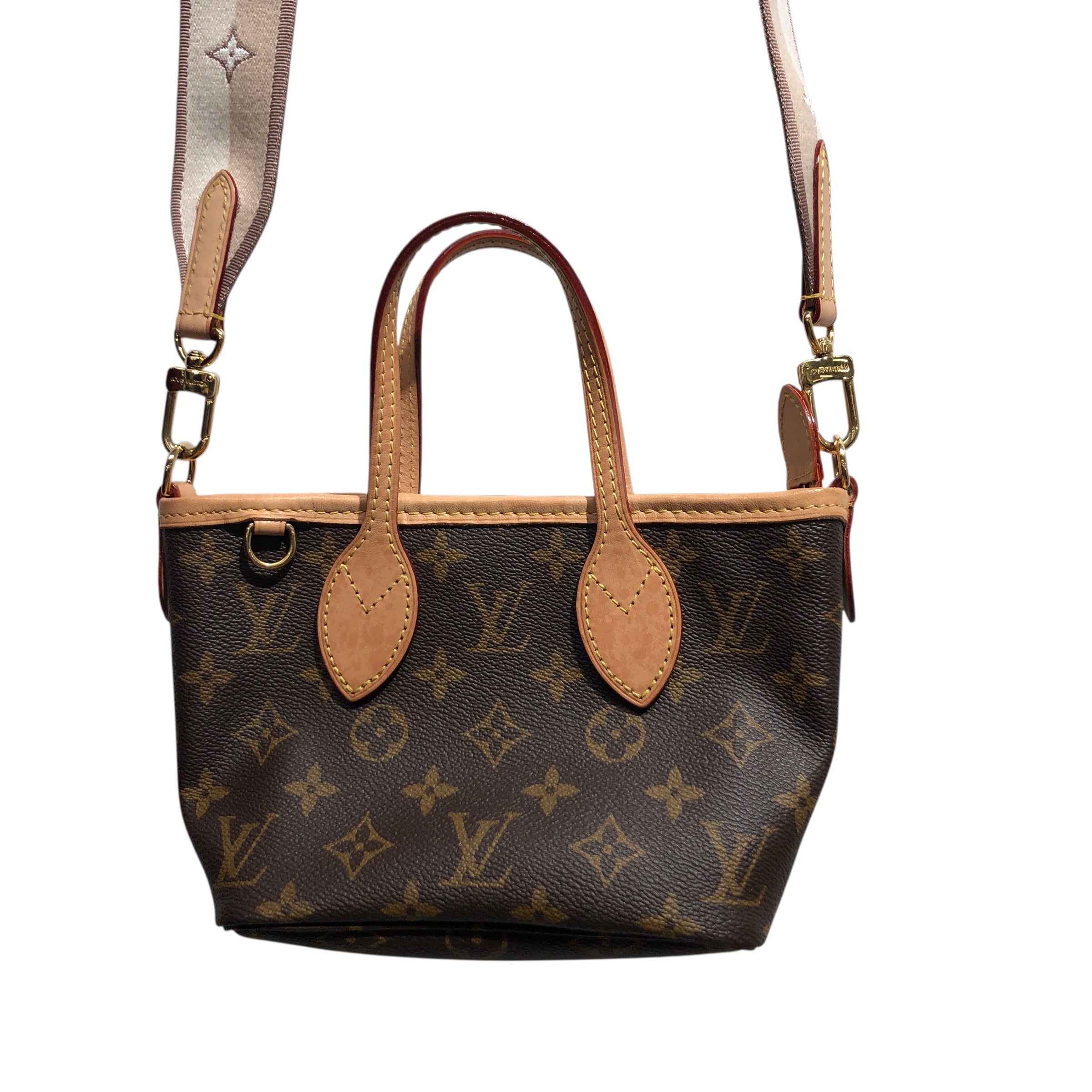 LOUIS VUITTON/Tote Bag/Monogram/Leather/BRW/Neverfull BB w/ Beige Strap view 2