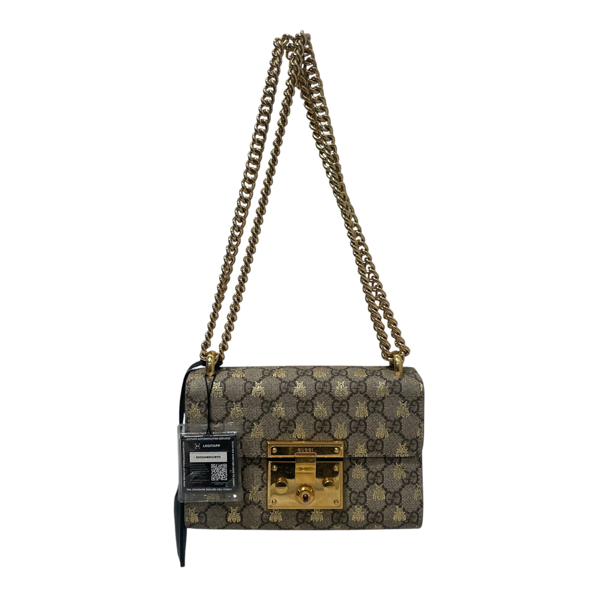 GUCCI/Cross Body Bag/Monogram/Leather/BRW/Padlock GG Supreme Bee Small view 1