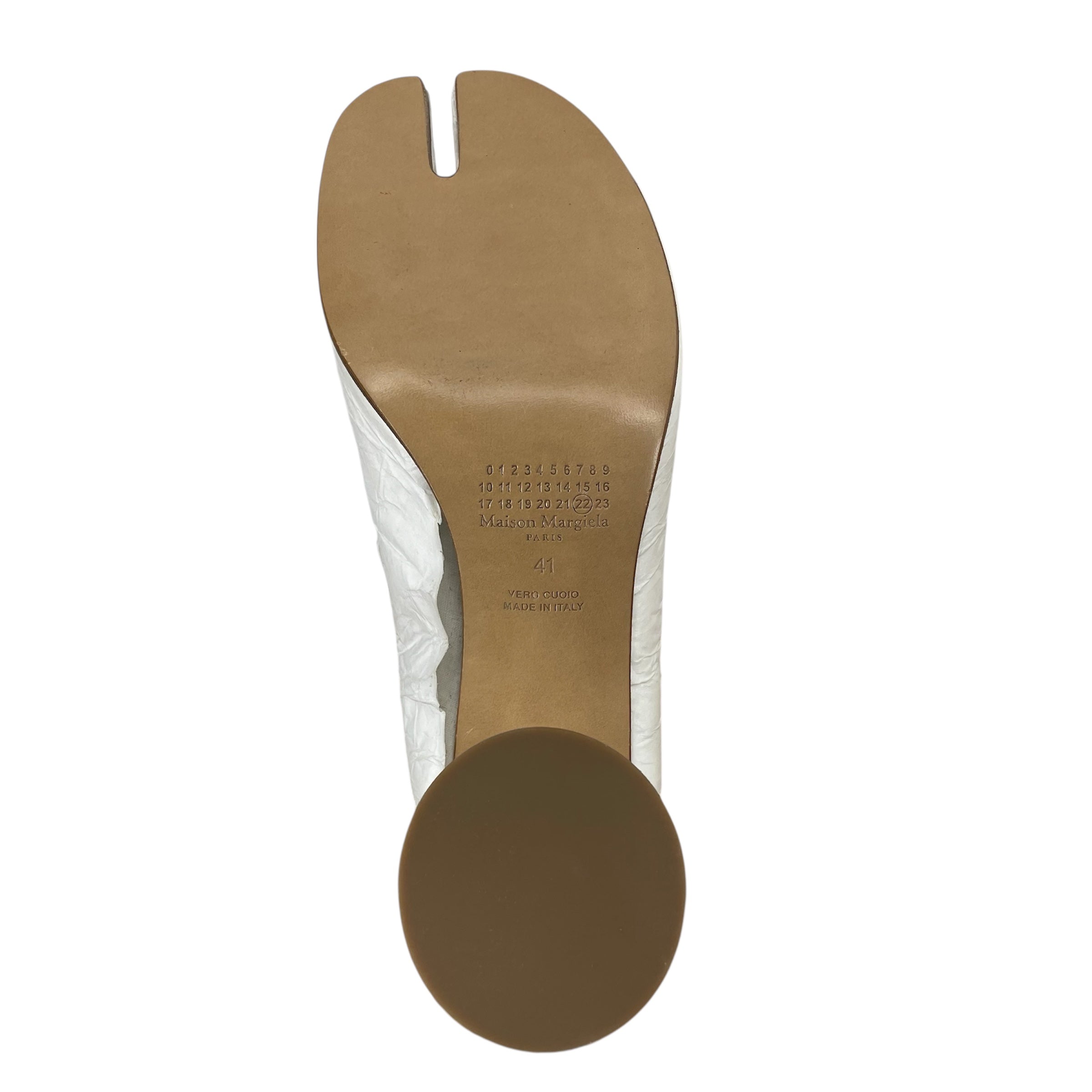 Maison Margiela/Heels/EU 41/Leather/WHT/CRINKLE LEATHER TABI OPEN TOE view 5