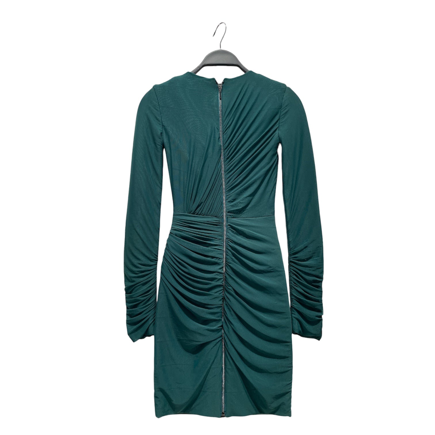 Herve Leger/LS Dress/XXS/Cotton/GRN/Ruched Body-con view 2