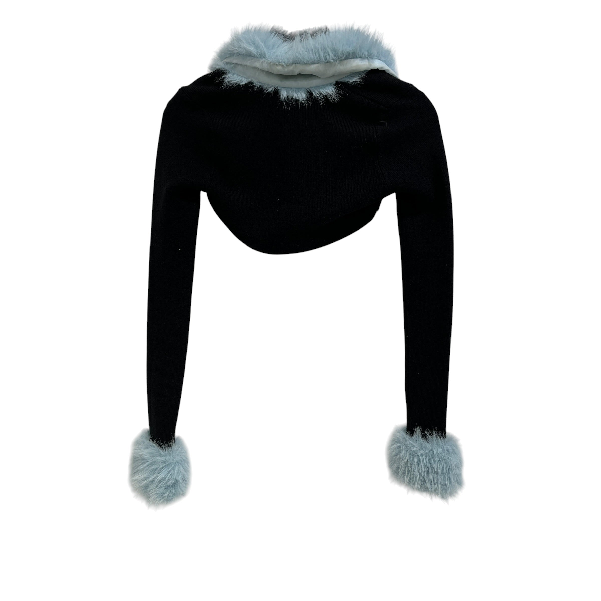 GUIZIO/Tops/XS/Cotton/BLK/faux fur collar and cuff view 2