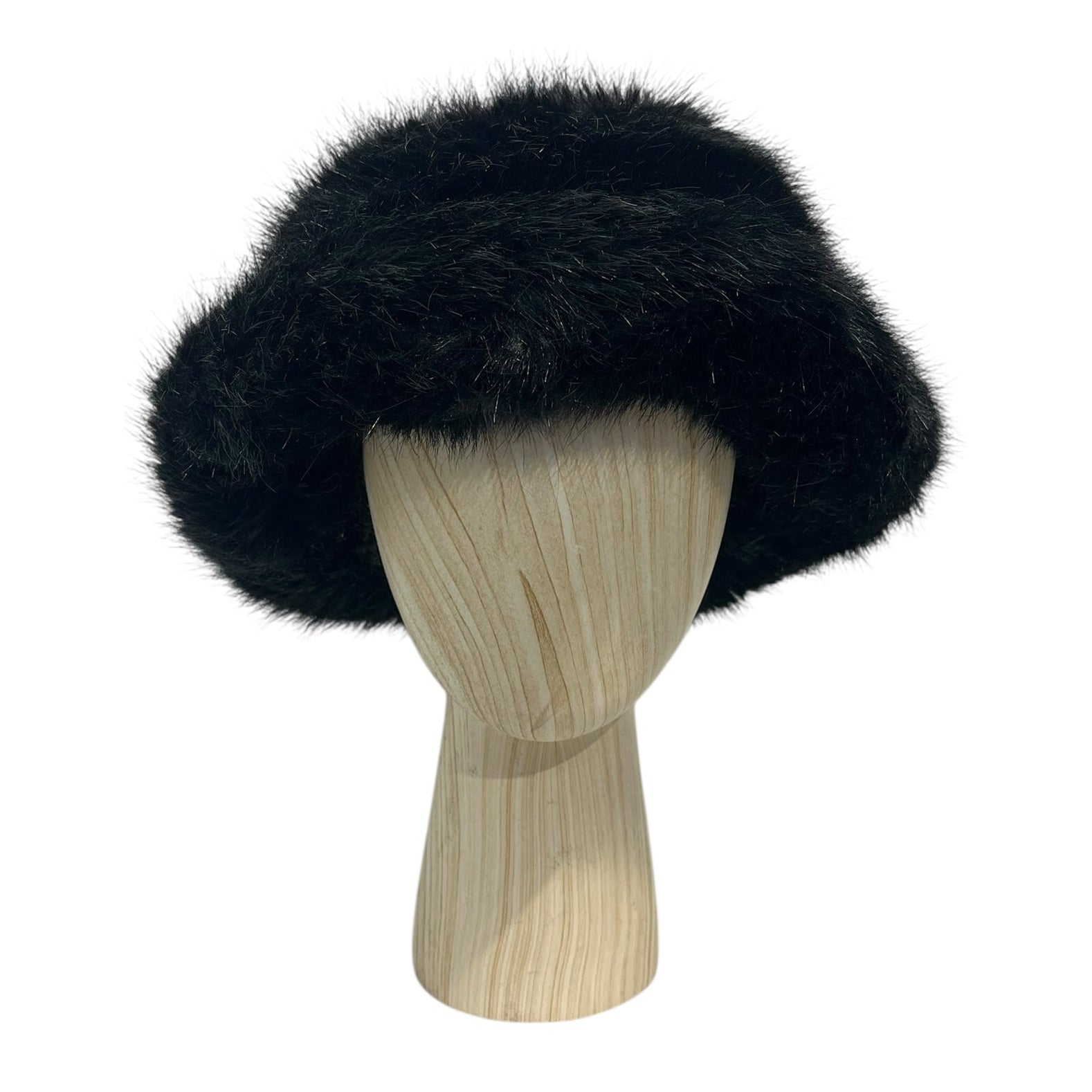 emma brewin/Bucket Hat/Fake Fur/BLK/short brim view 1