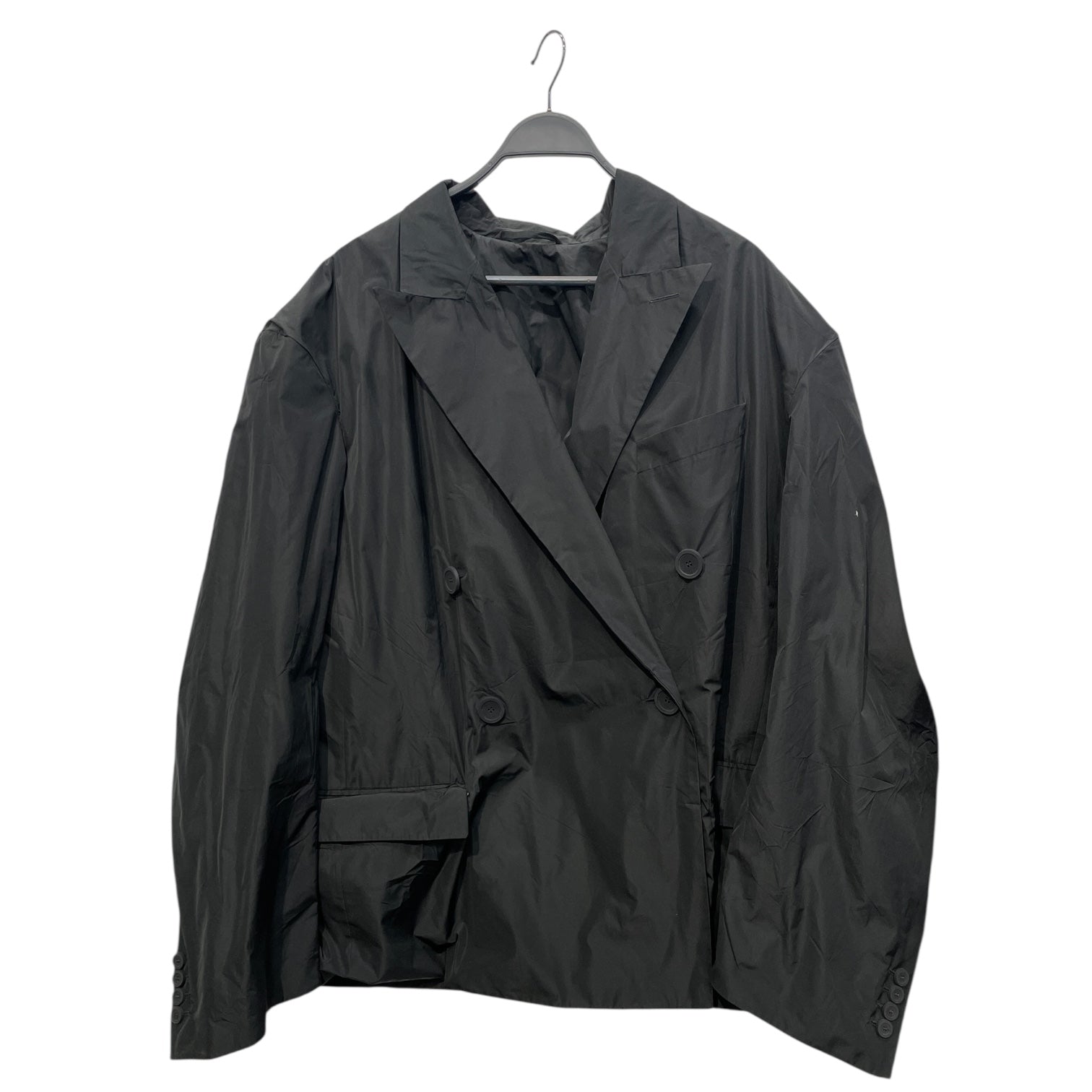 BALENCIAGA/Tailored Jkt/2/Polyester/BLK/RUBBER BUTTON OVERSIZE JKT view 1