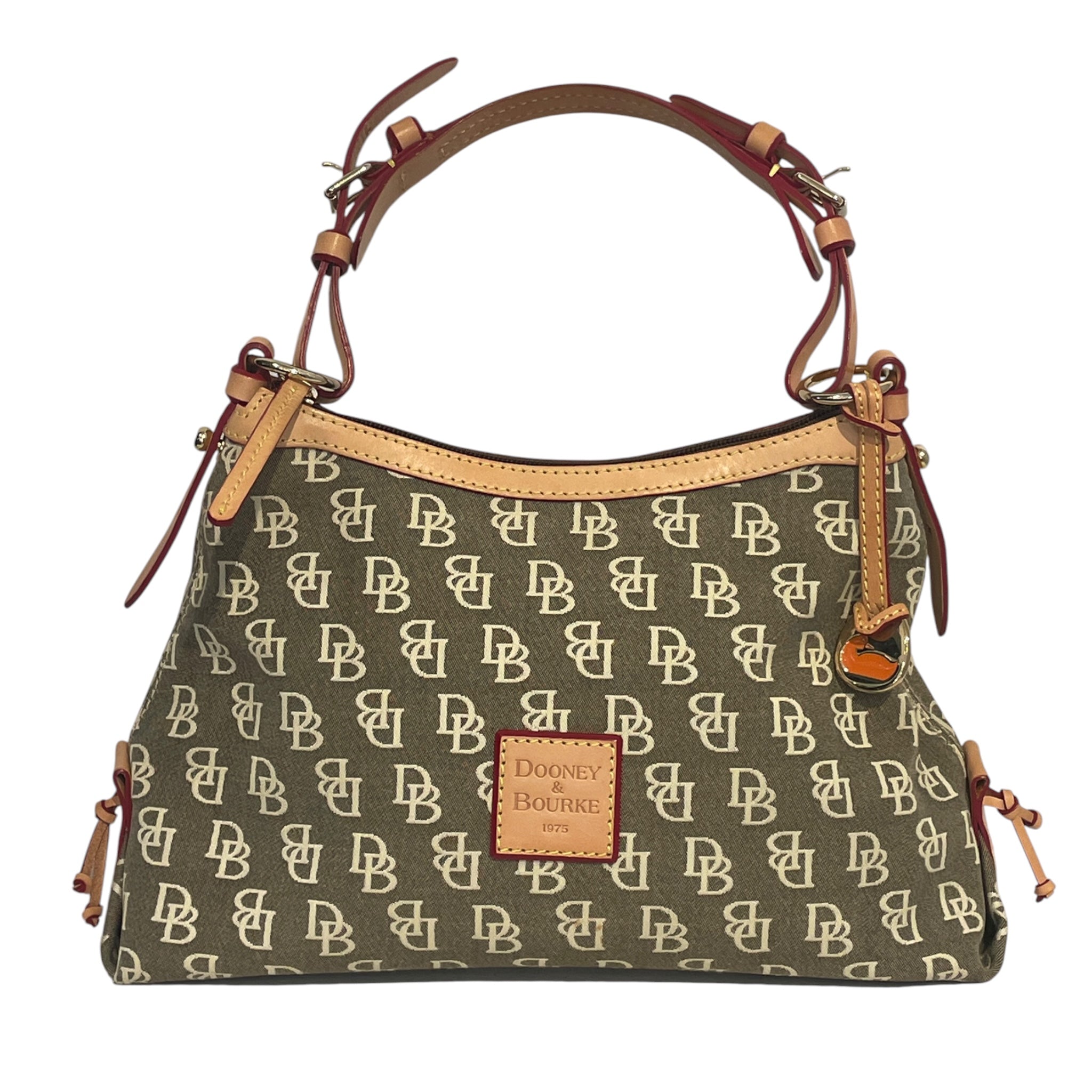 Dooney & Bourke/Hand Bag/Monogram/Cotton/KHK/LIGHT LEATHER TRIM, PATCH view 1
