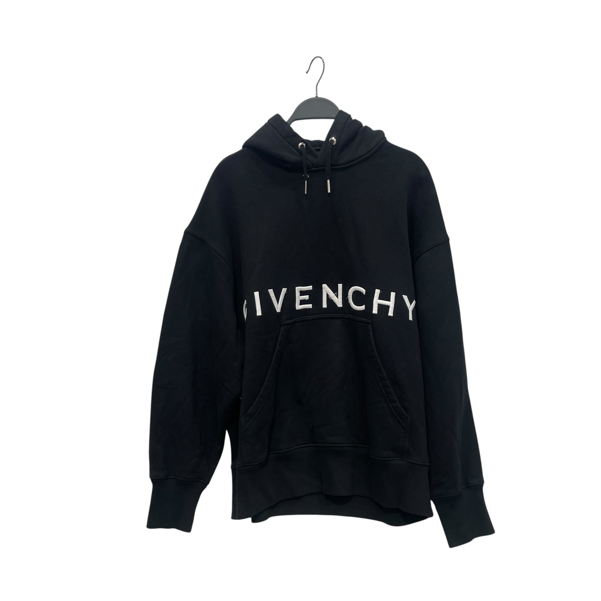 GIVENCHY/Hoodie/XS/Cotton/BLK/white block letter embroidered view 1
