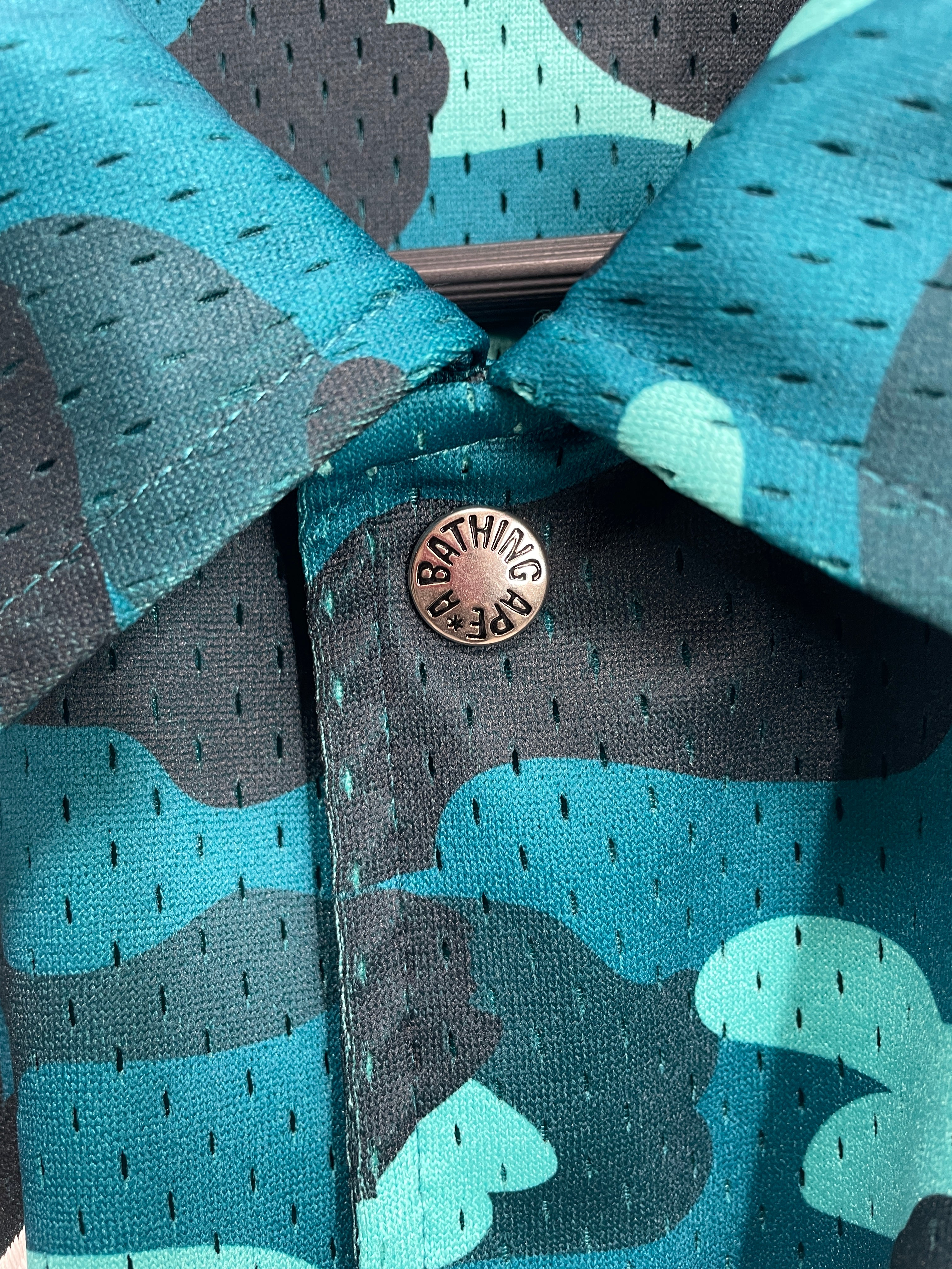 A BATHING APE/3|4S Shirt/XL/POLYESTER/BLU/BAPE BASEBALL CAMO JERSEY view 4