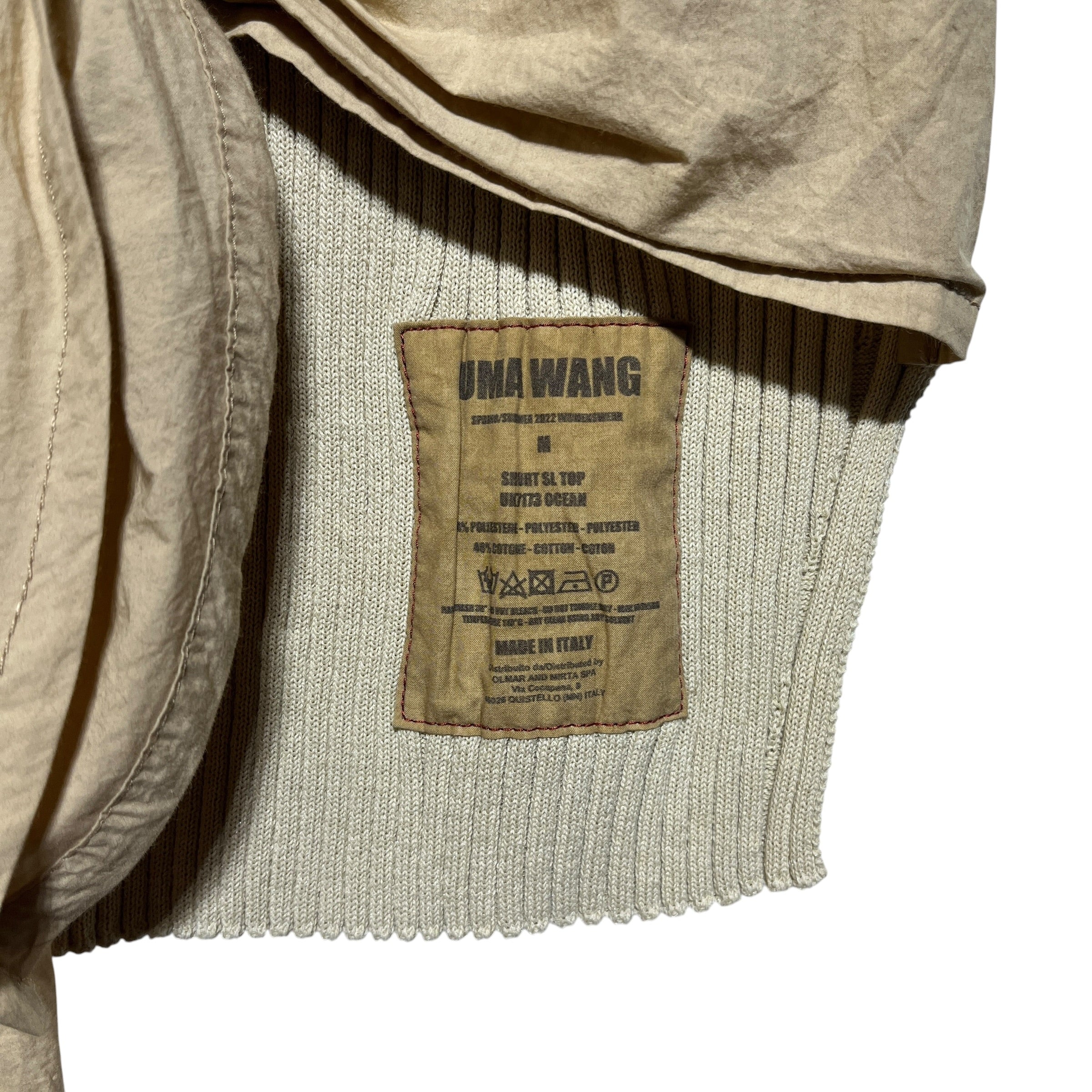 UMA WANG/Shirt/M/Cotton/CRM/Ribbon Back Detail Rib Knit view 3