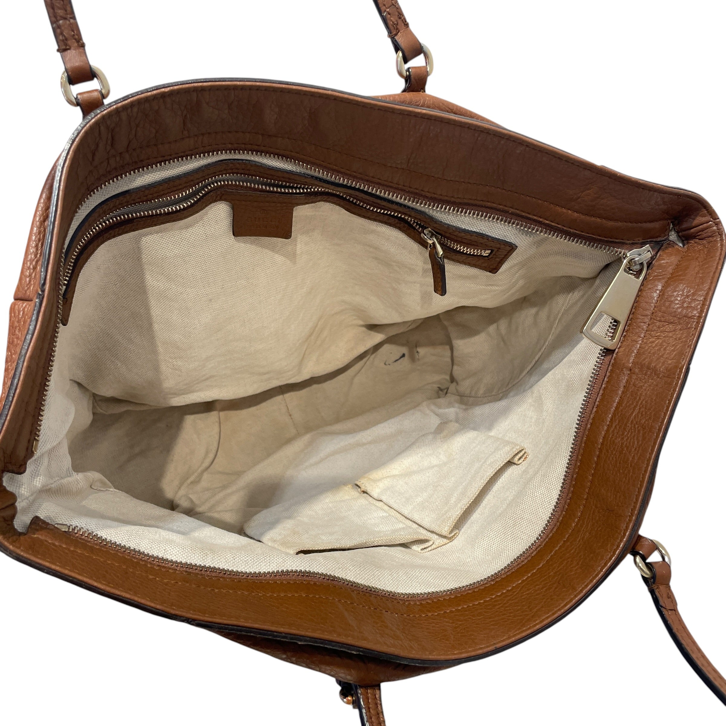 GUCCI/Hand Bag/Leather/BRW/Gold-Tone Grained Bree Bag view 6