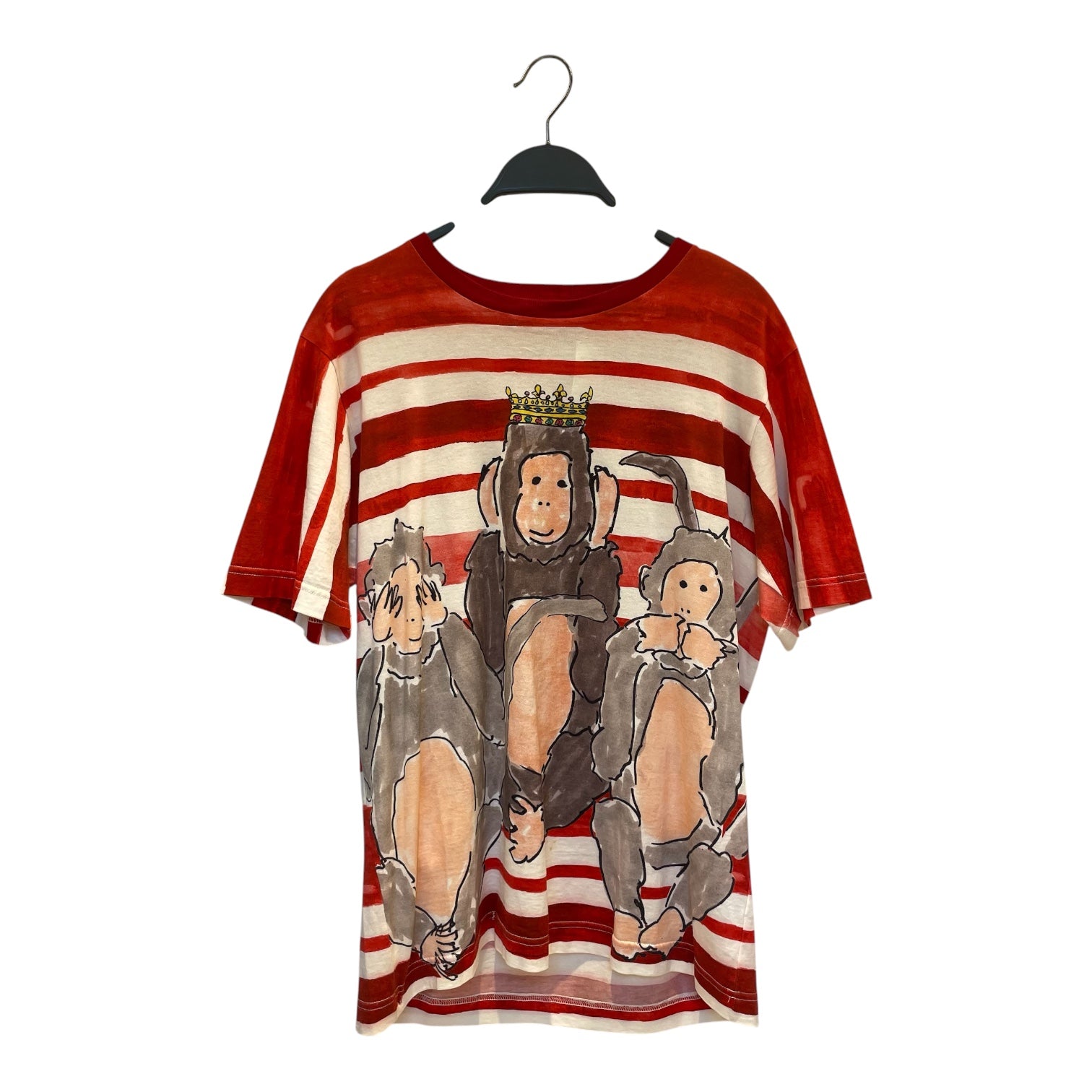 DOLCE&GABBANA/T-Shirt/44/Cotton/RED/Stripe/3 monkeys view 1
