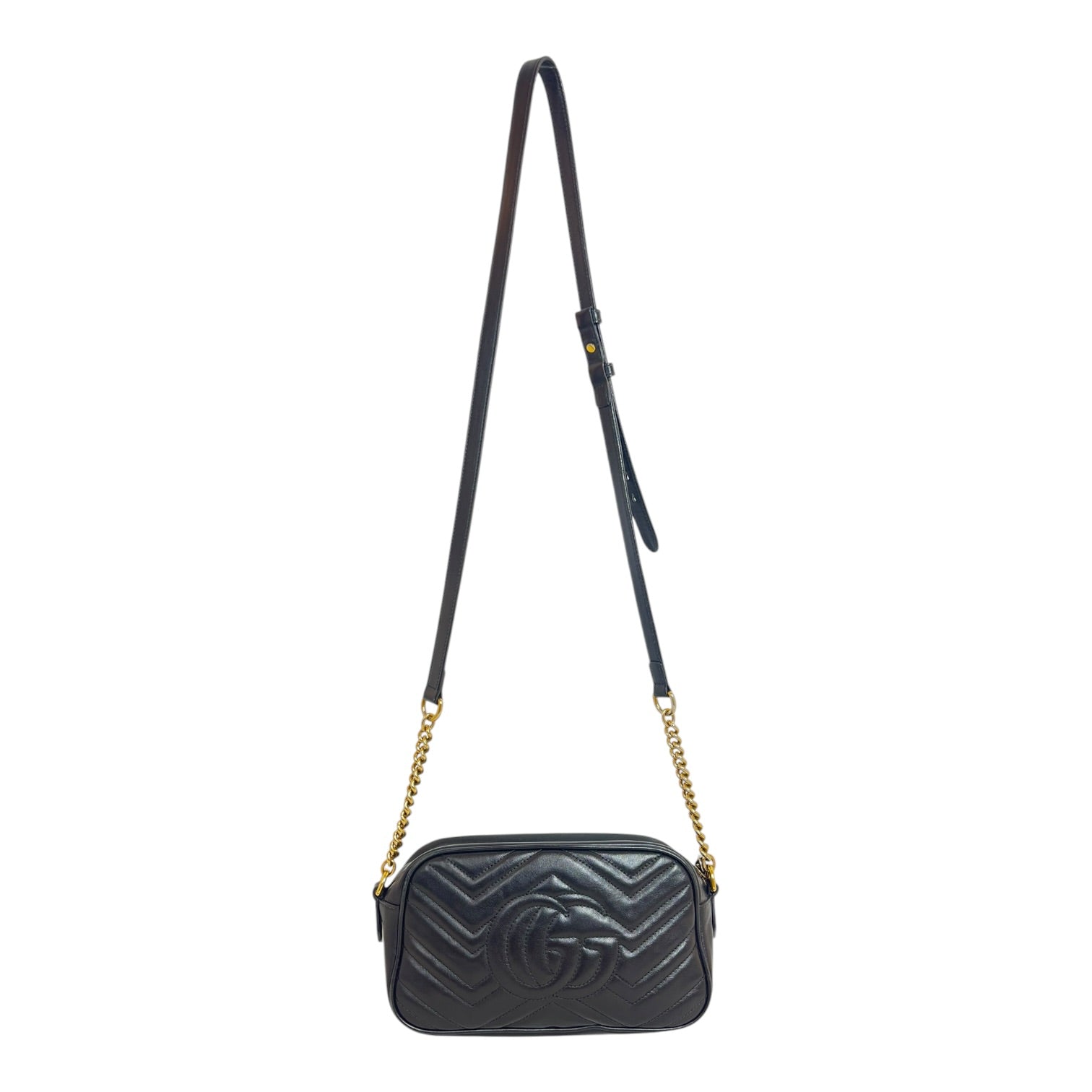 GUCCI/Cross Body Bag/Leather/BLK/Marmont Camera view 3