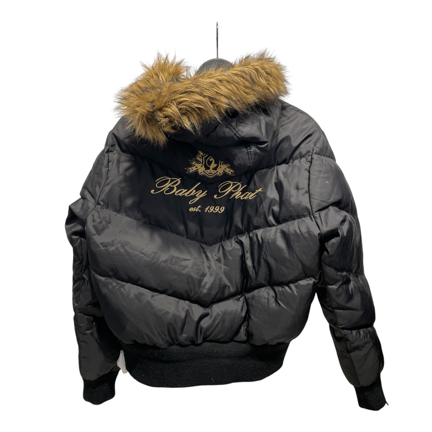 baby phat/Puffer Jkt/XL/BLK/Fur Hood Asymetric zip view 2