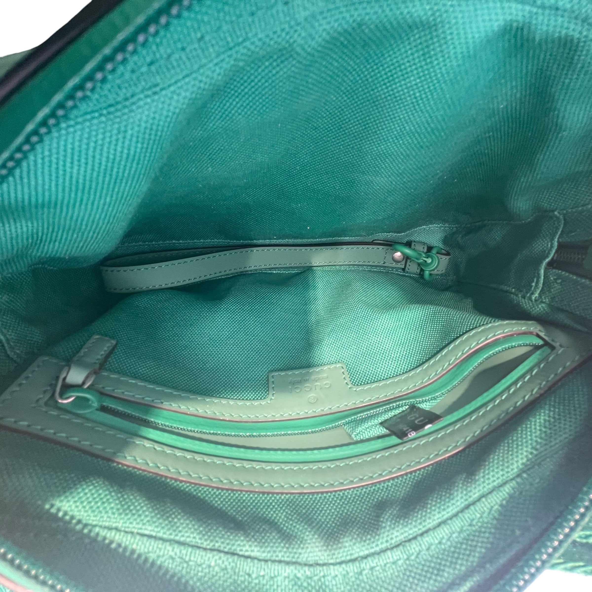 GUCCI/Cross Body Bag/Monogram/Leather/GRN/supreme gg view 3