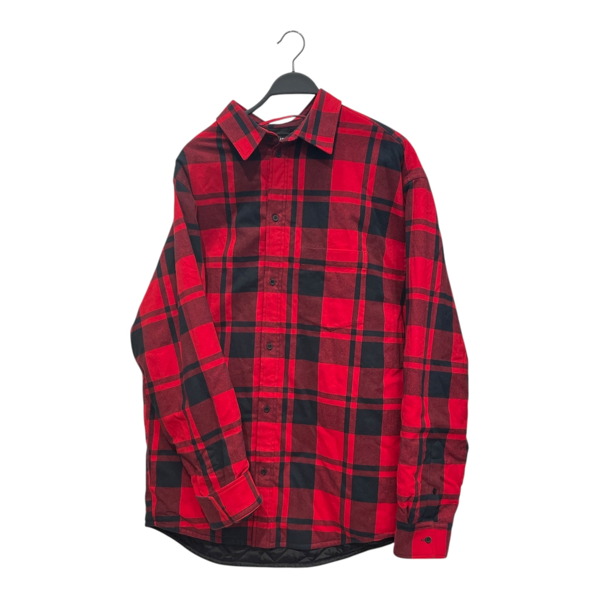 BALENCIAGA/Puffer Jkt/L/Cotton/RED/Plaid/BUFFALO CHECK ASYMETRIC BUTTON view 1