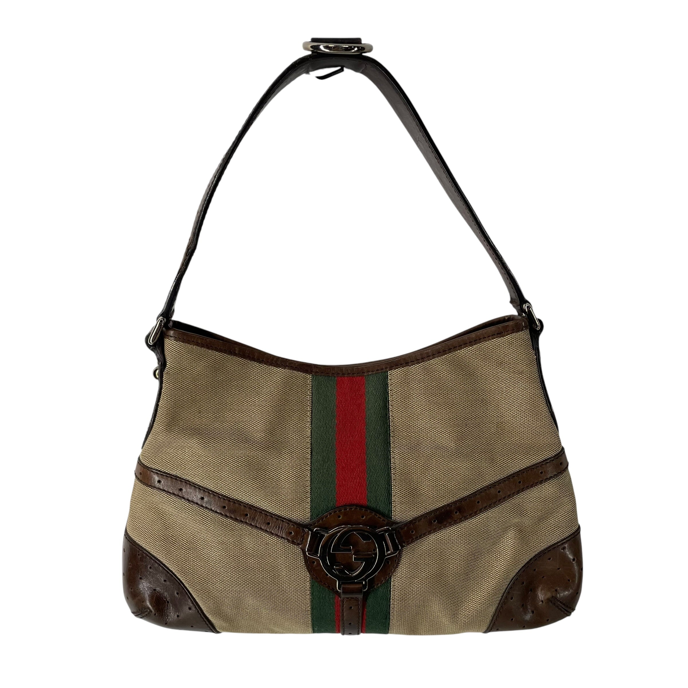 GUCCI/Hand Bag/Leather/BEG/REINS CANVAS view 1