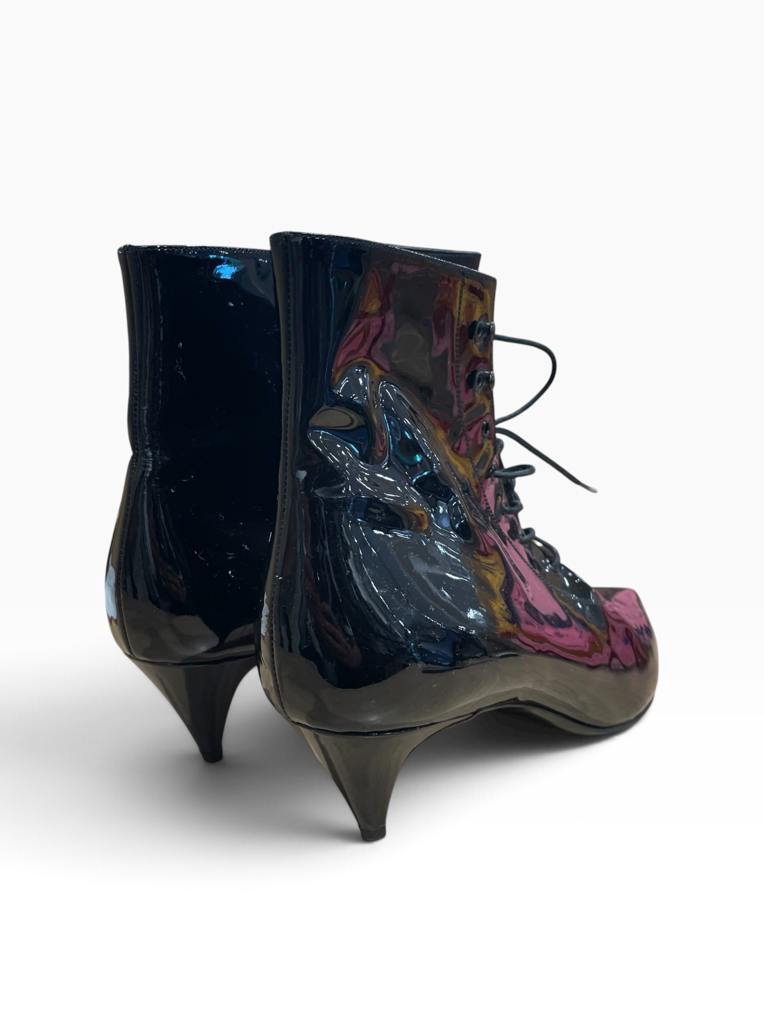 SAINT LAURENT/Lace Up Boots/EU 39.5/Leather/BLK/2014 RTW BOOTS view 3
