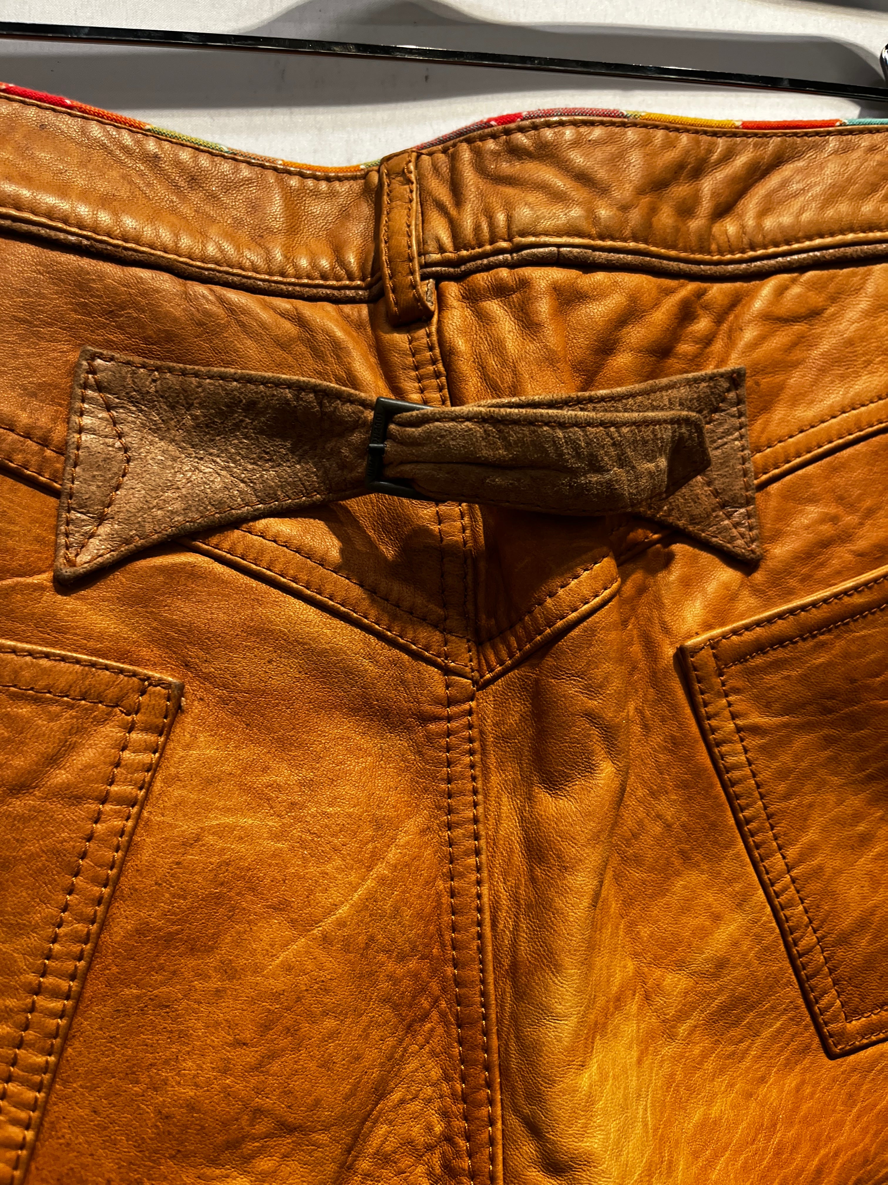 roberto cavalli/Straight Pants/8/Leather/CML/buckle back view 4