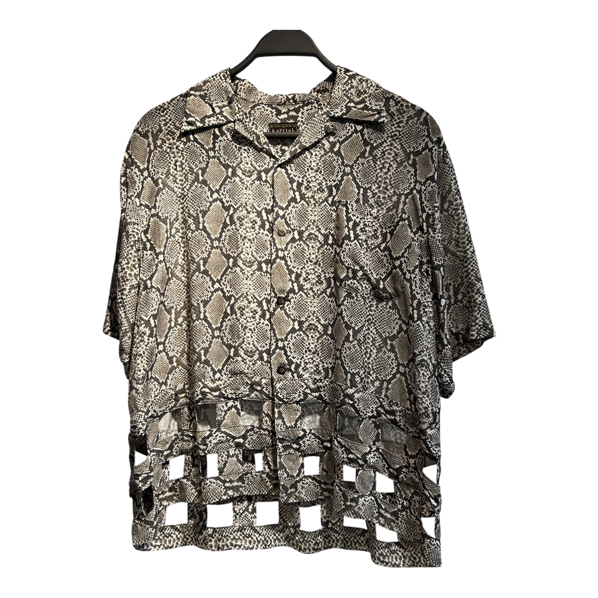 KAPITAL/SS Shirt/1/Silk/BEG/Animal Pattern/Snakeskin Perforated SS Shirt view 1