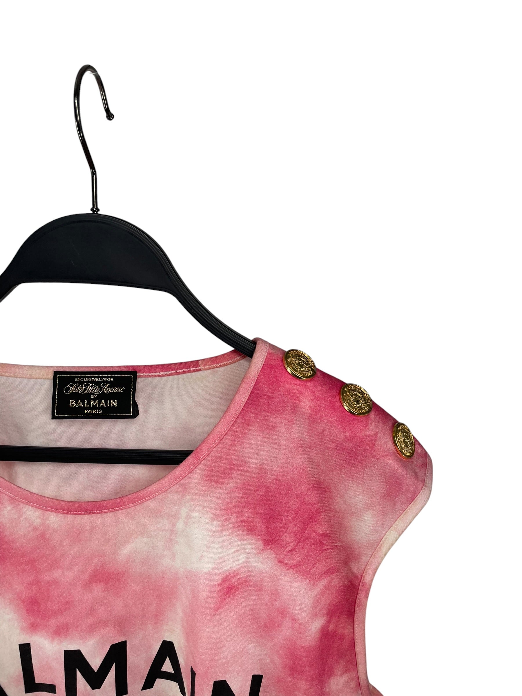 BALMAIN/SL Cut & Sew/L/Cotton/PNK/PINK TIE DYE TANK SZL view 3