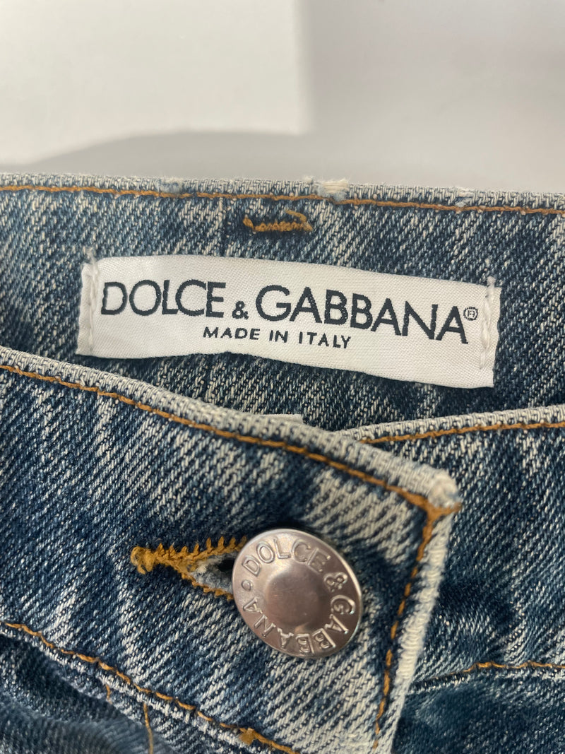 DOLCE&GABBANA/Straight Pants/38/Cotton/BLU/