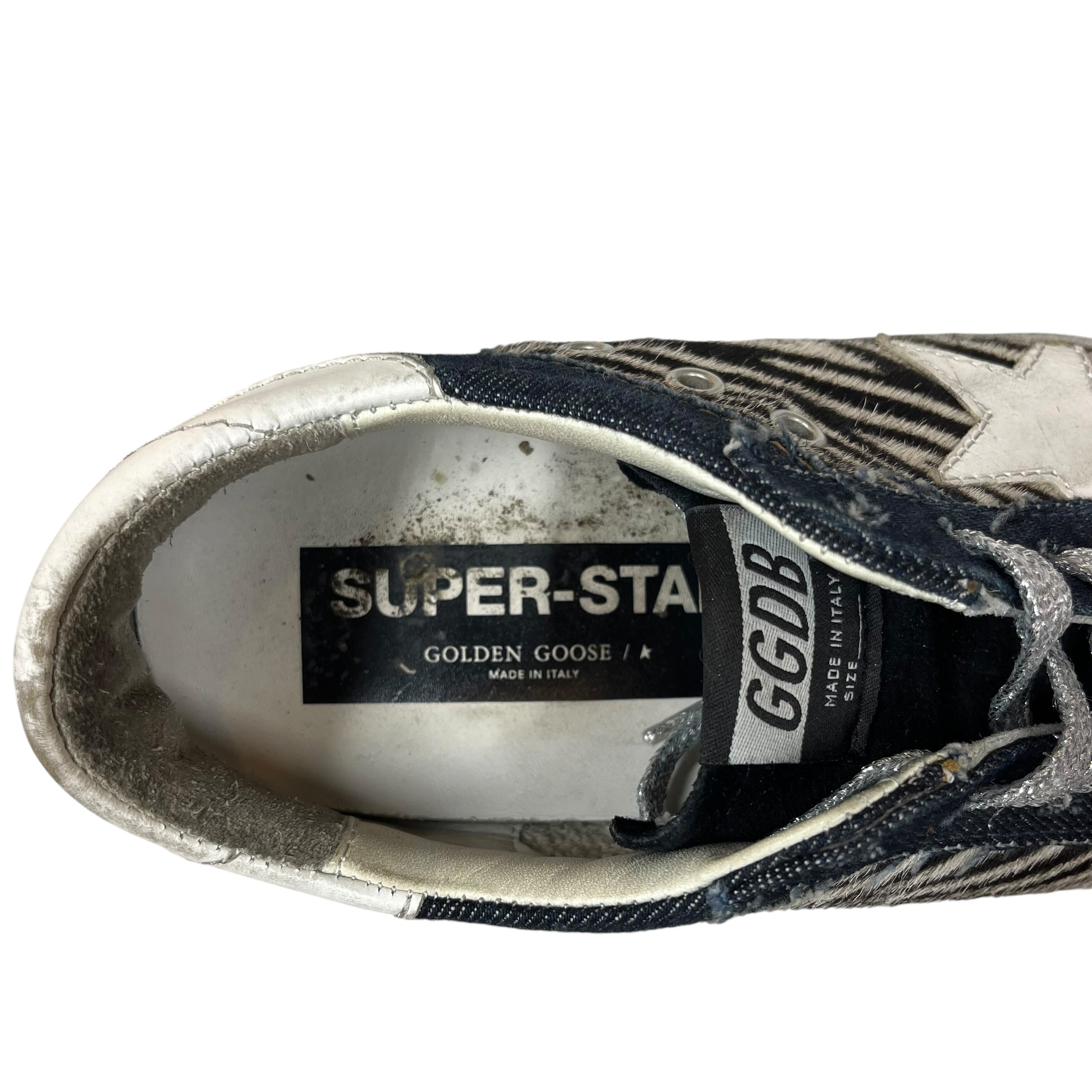 GOLDEN GOOSE/Low-Sneakers/EU 38/Animal Pattern/Fake Fur/NVY/ZEBRA/DENIM SUPERSTAR view 3
