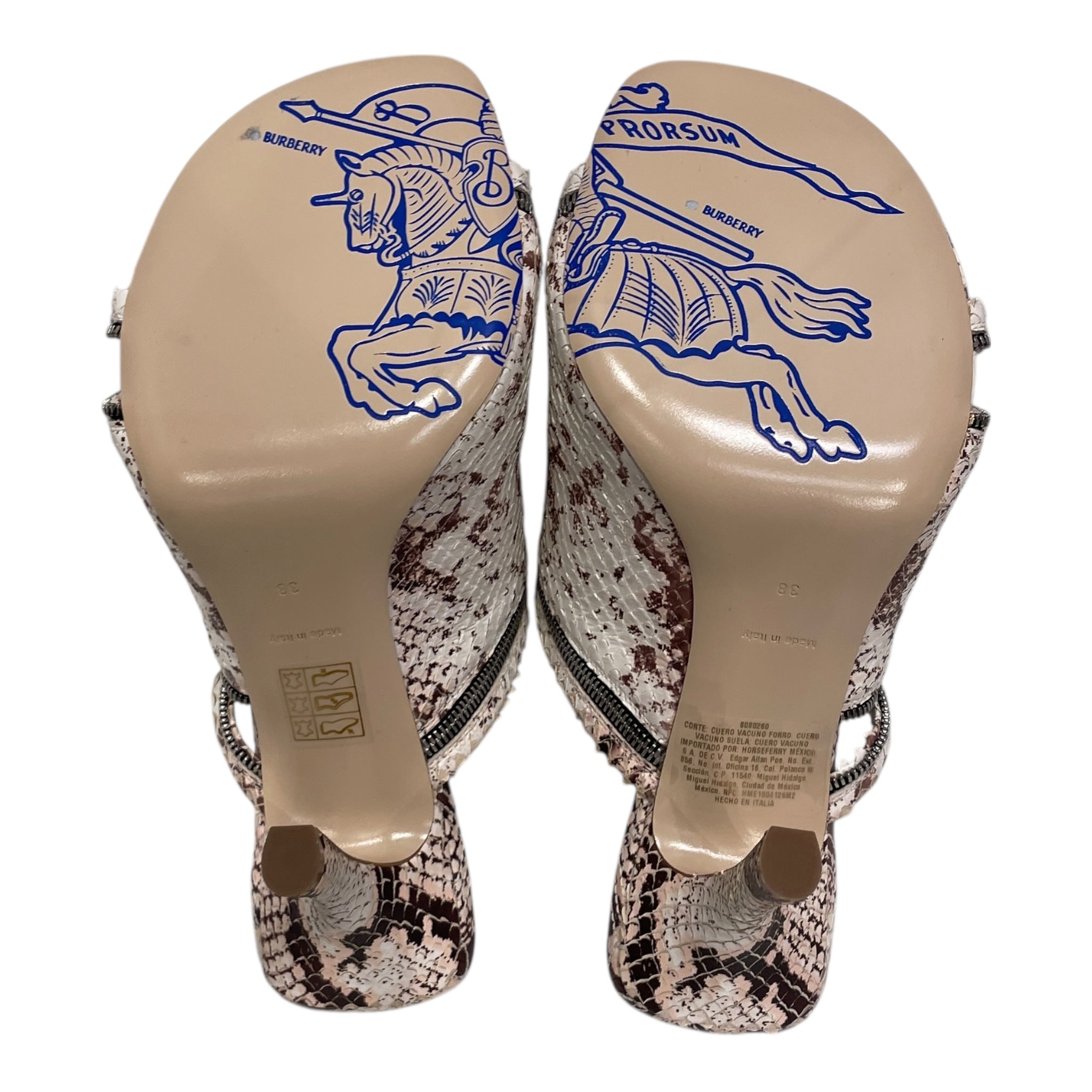 BURBERRY/Heels/EU 38/Animal Pattern/Leather/CRM/SNAKESKIN DOUBLE ZIP HEEL view 5