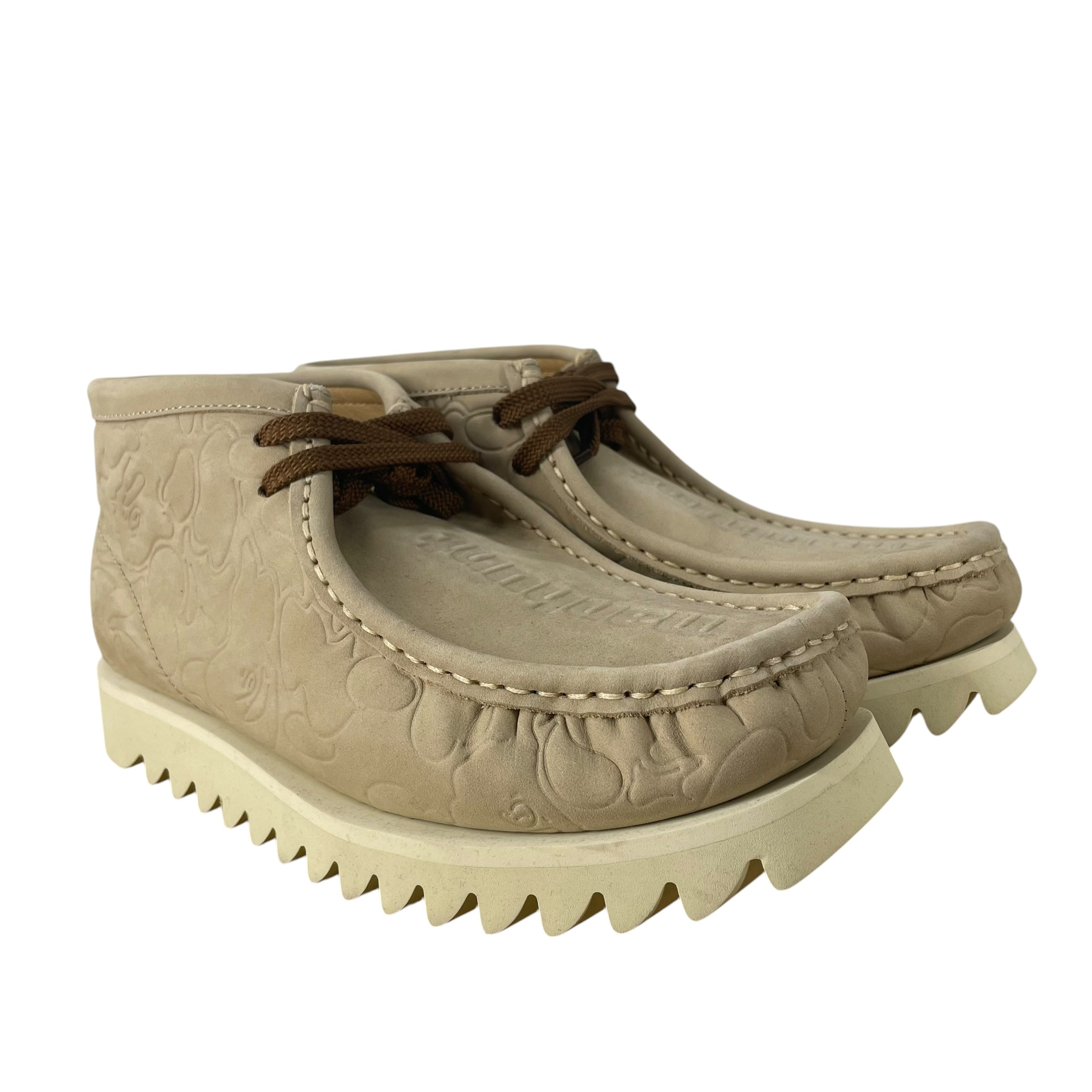 A BATHING APE/Hi-Sneakers/US 9.5/Leather/BEG/MANHUNT EMBOSSED WAVY view 1