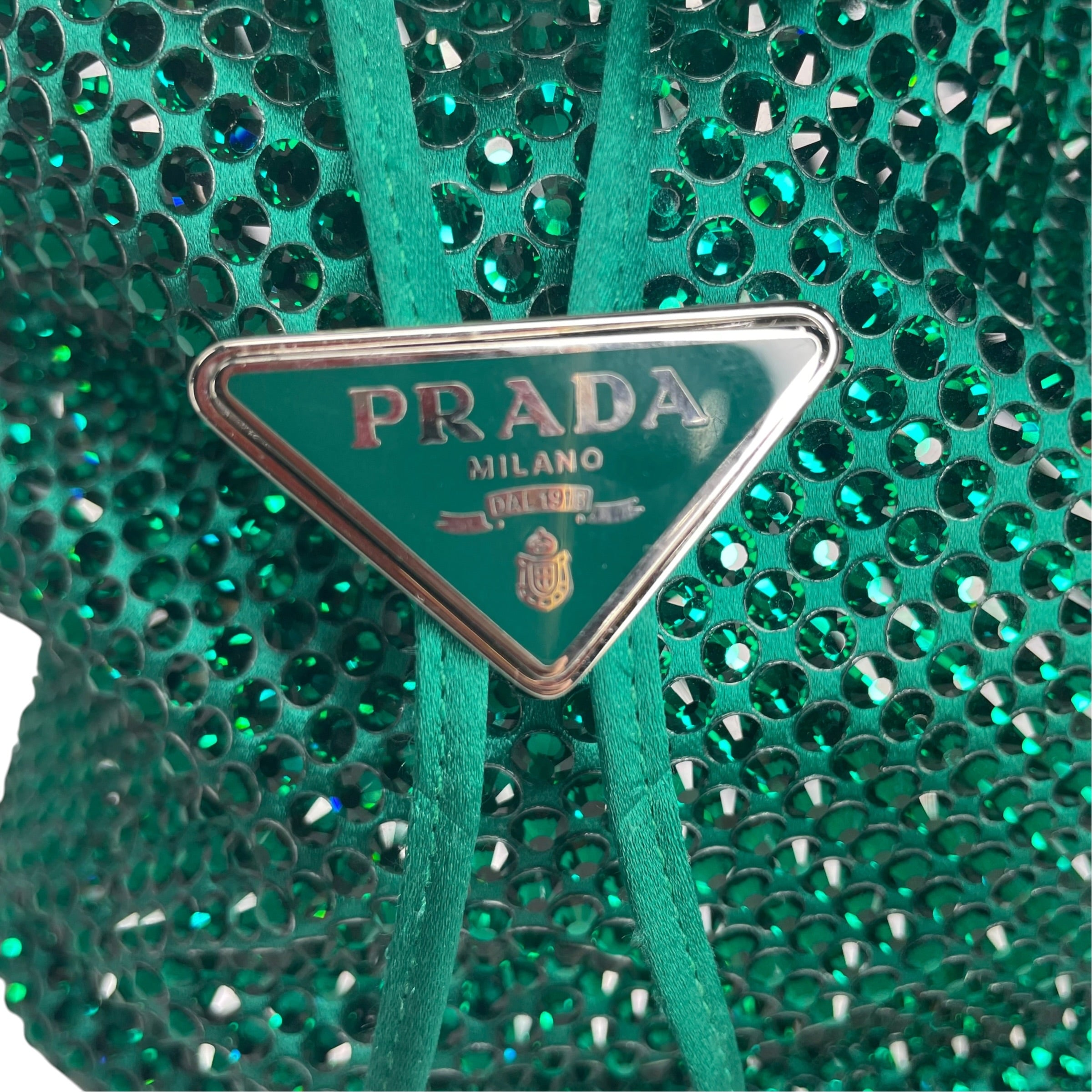 PRADA/Basket Bag/GRN/CRYSTAL STUDDED SATIN view 6