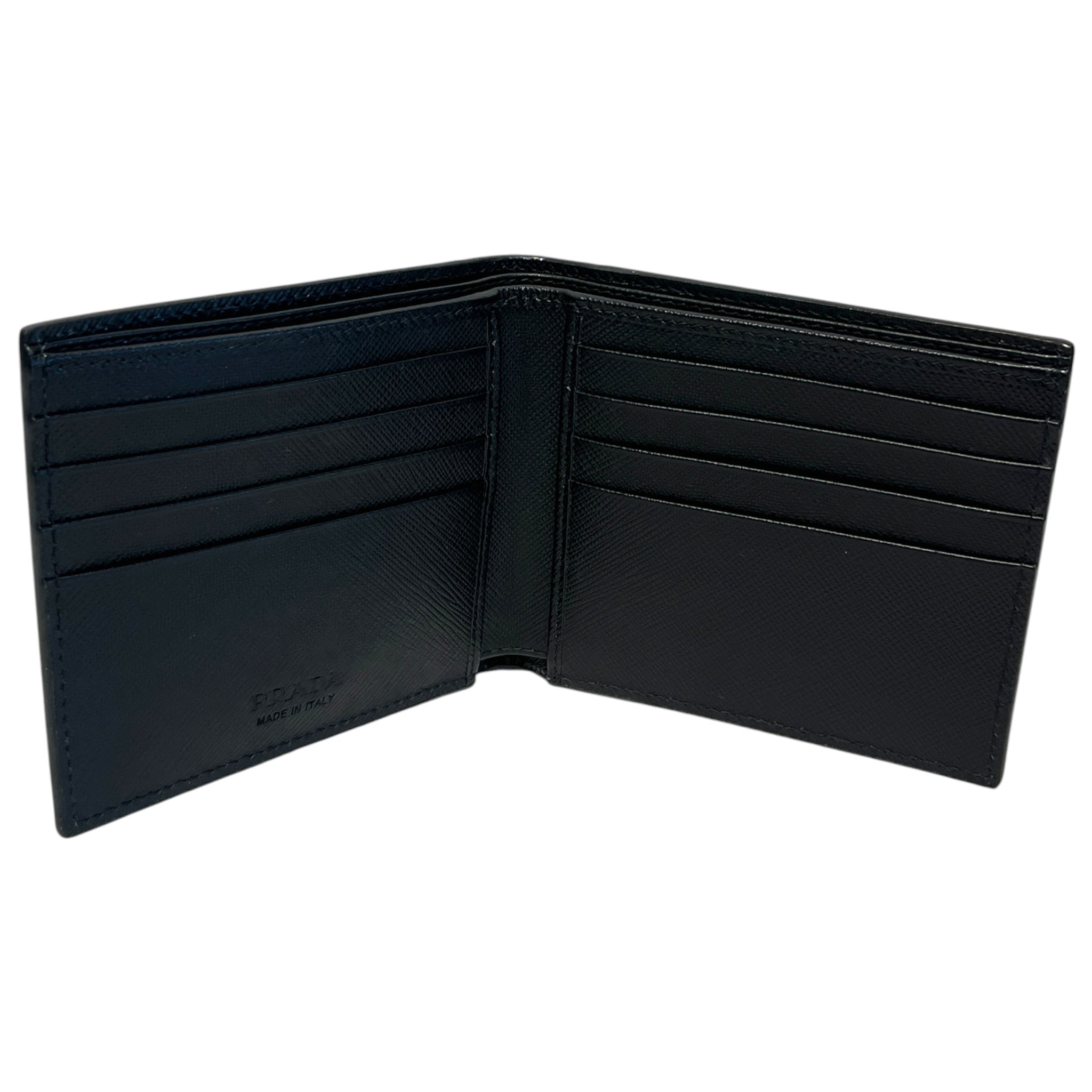 PRADA/Bifold Wallet/Leather/BLK/BLUE LOGO view 4