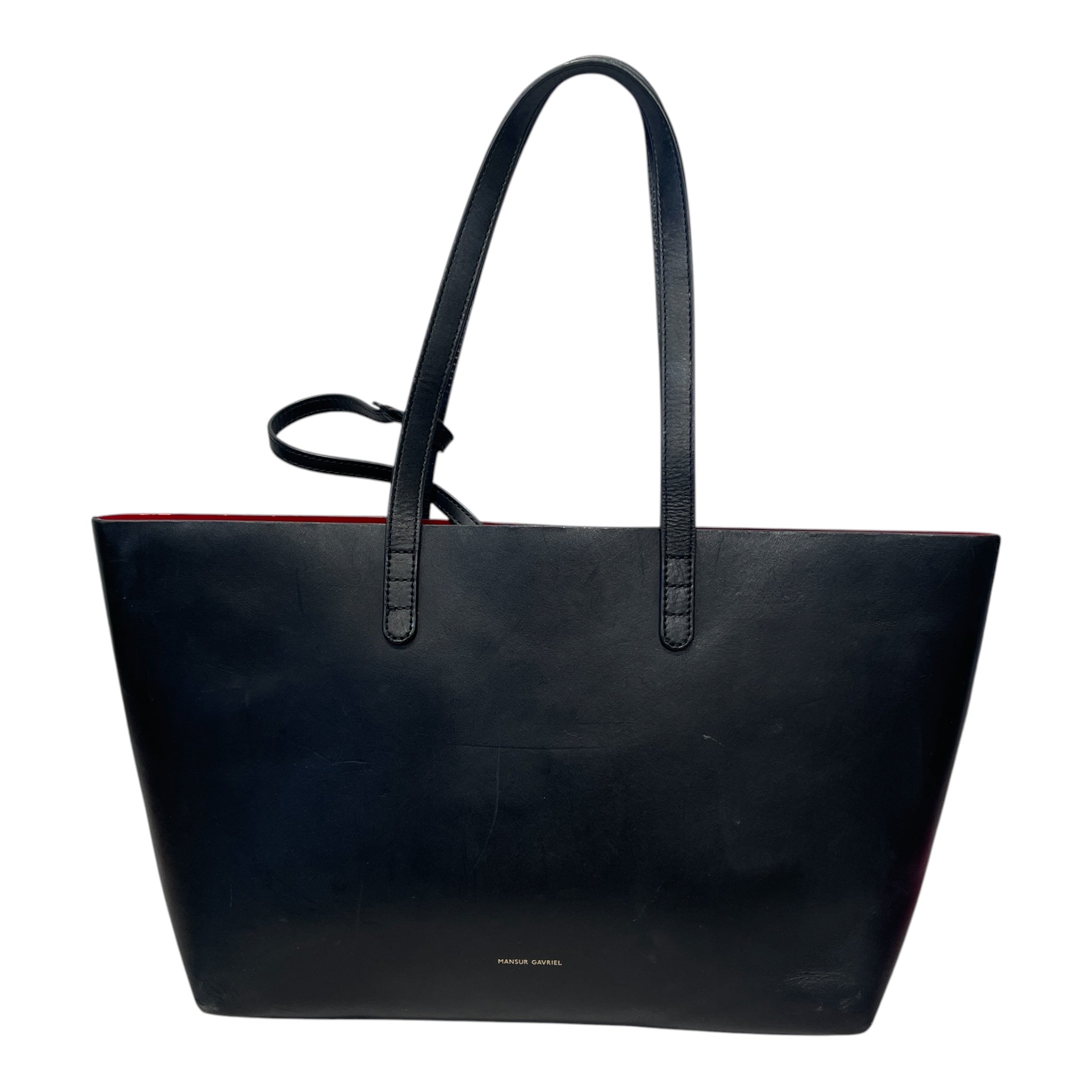 Mansur Gavriel/Tote Bag/Leather/BLK/RED INTERIOR + POUCH/AS IS view 1