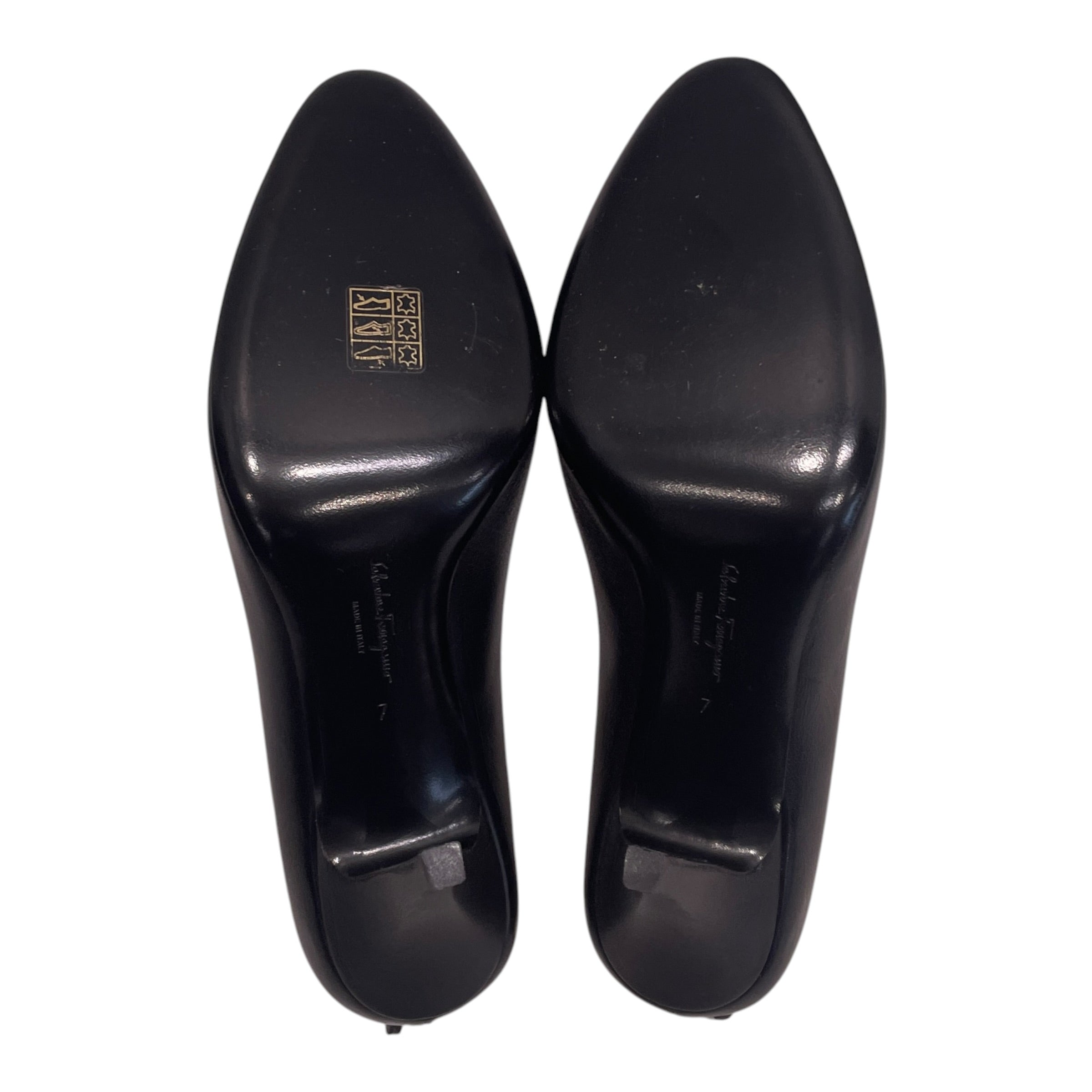 Salvatore Ferragamo/Heels/US 7/Leather/BLK/GIANCINI TAB ON HEEL view 6