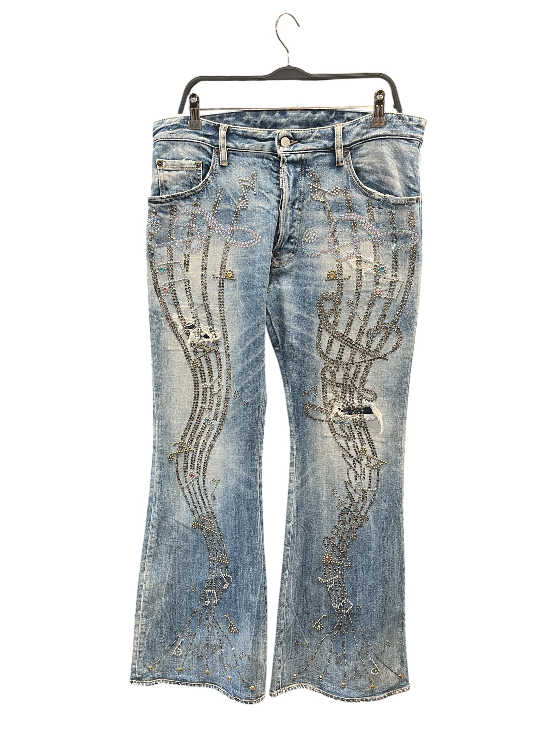 DSQUARED2/Bootcut Pants/50/Denim/IDG/All Over Print/MUSIC NOTE STUDS view 1