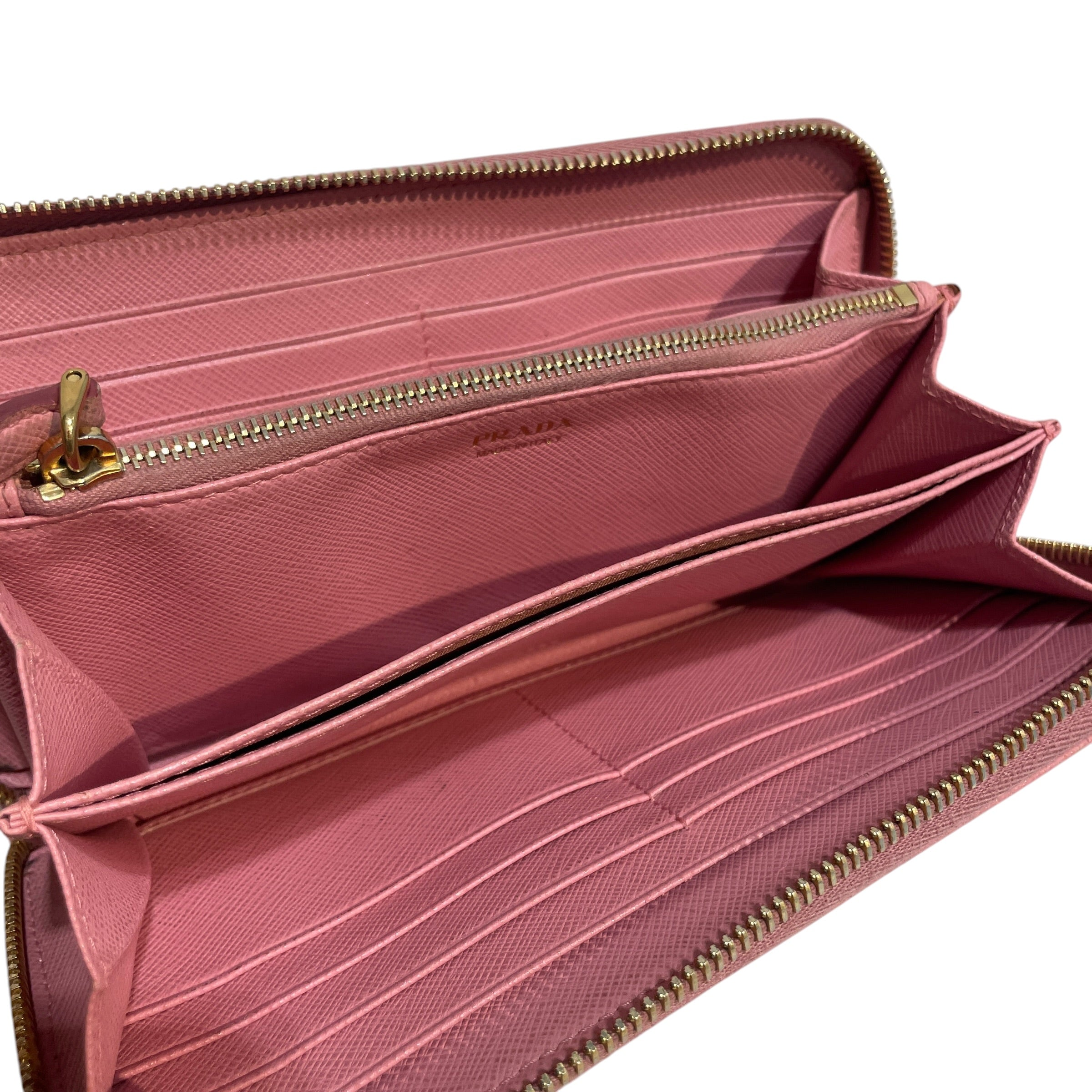 PRADA/Long Wallet/Leather/PNK/Saffiano Leather Bow Zip view 5