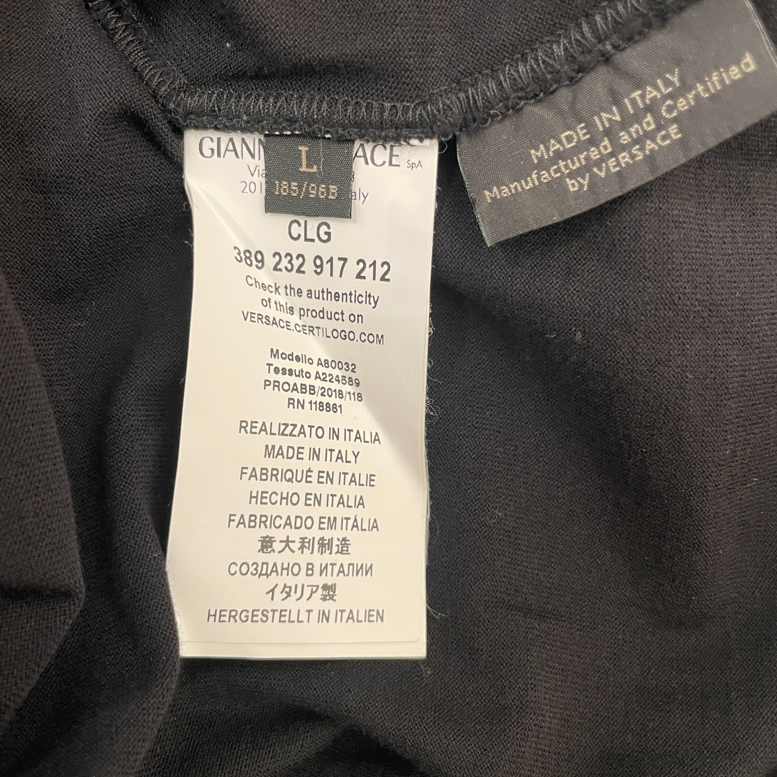 VERSACE/T-Shirt/L/Cotton/BLK/High Neck/ view 3