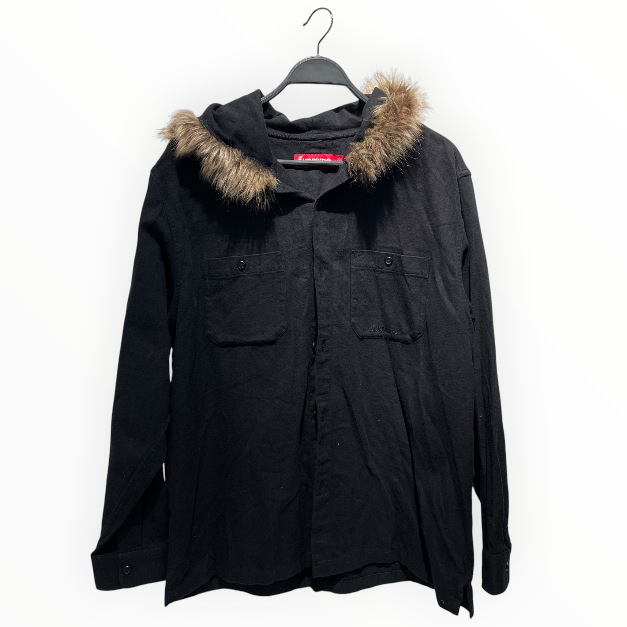 Supreme/Hoodie/L/Cotton/BLK/FUR HOOD FLANNEL view 1