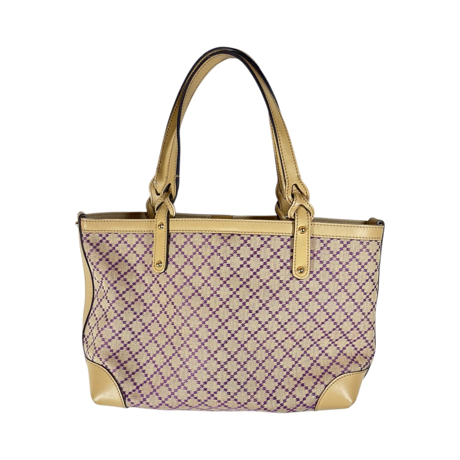 GUCCI/Hand Bag/Monogram/Cotton/BEG/PURPLE DIAMOND PATTERN view 1