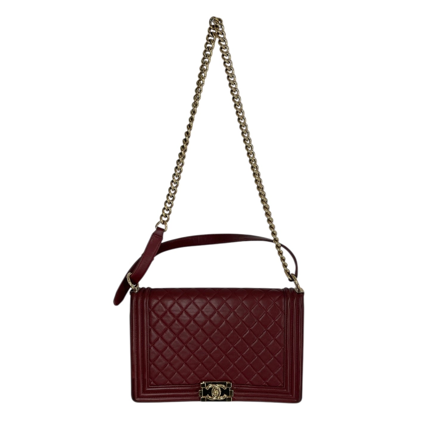 CHANEL/Hand Bag/Leather/BRD/GOLD HARDWARE QUILTD FLAP BAG view 1