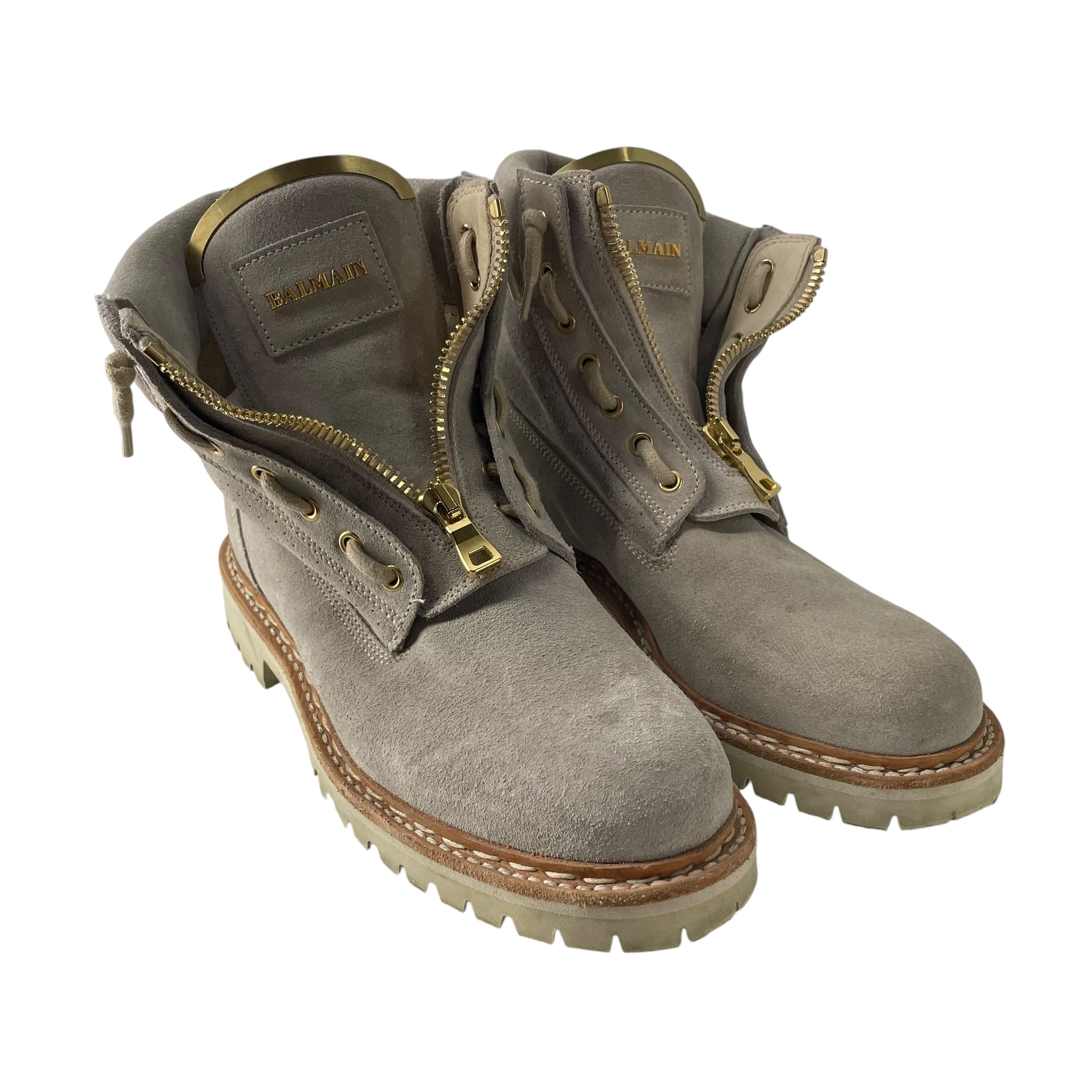 BALMAIN/Boots/EU 40/Suede/GRY/COMBAT GLD HARDWARE/30204 view 1