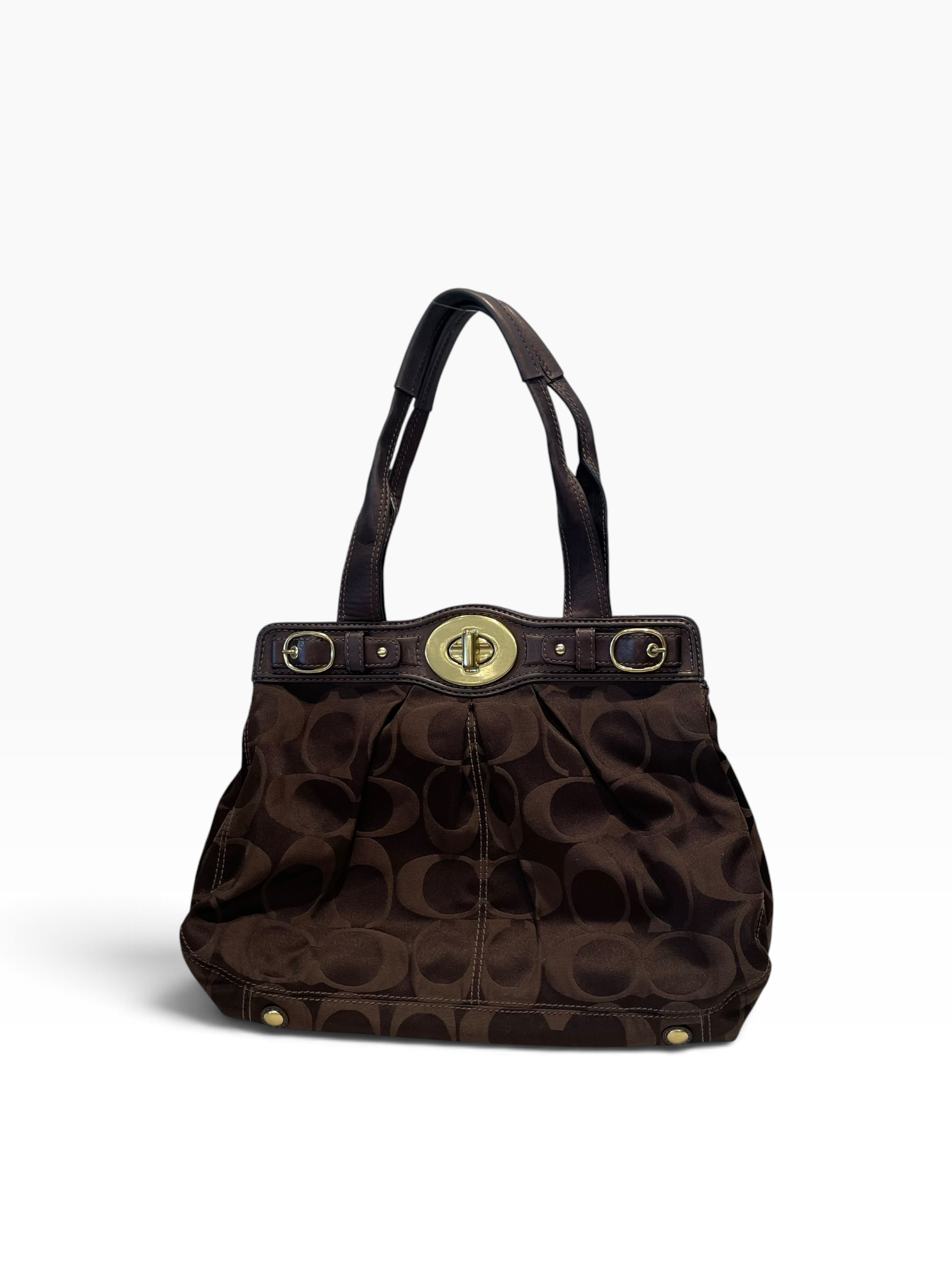 COACH/Bag/Monogram/Cotton/BRW/c pleated garnet turnlock view 2