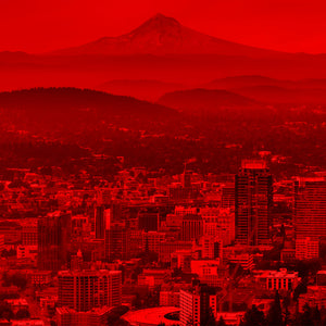 Downtown Portland image on red 