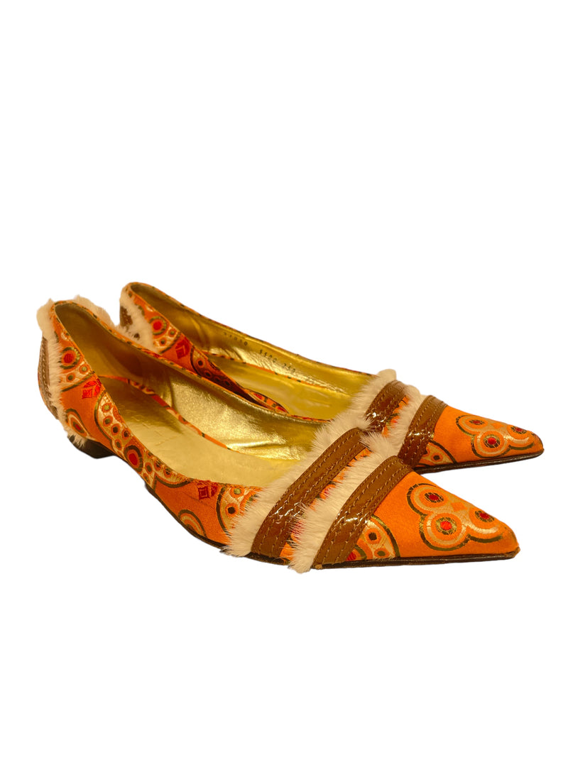 CASADEI/Flat Shoes/US 7.5/All Over Print/Silk/ORN/