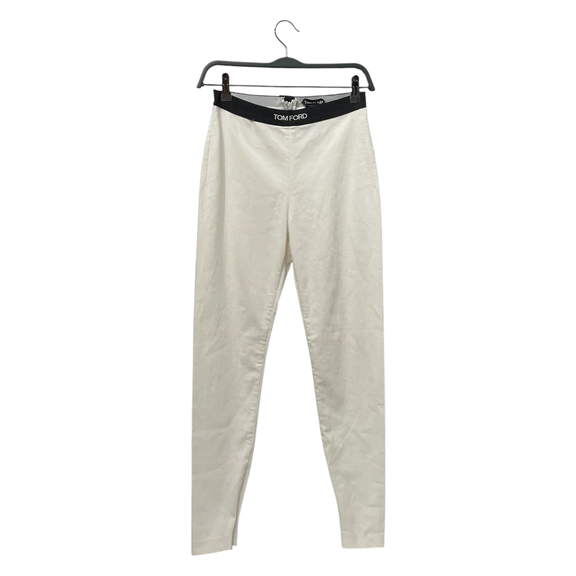 TOM FORD/Skinny Pants/38/Polyester/WHT/BACK ZIPPER, BLACK WAISTBAND view 1