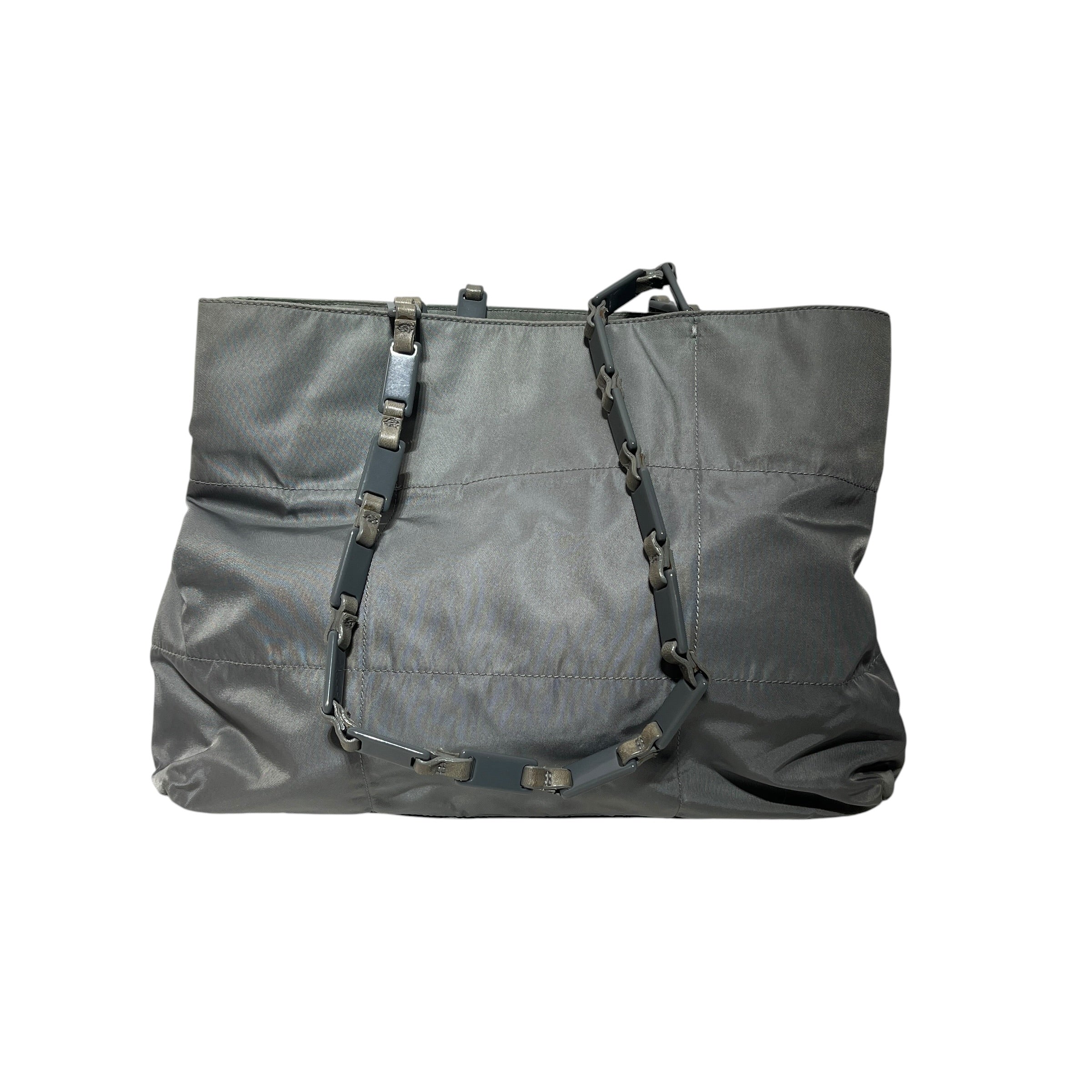 PRADA/Hand Bag/Nylon/GRY/Chain Straps Tote Quilted view 1