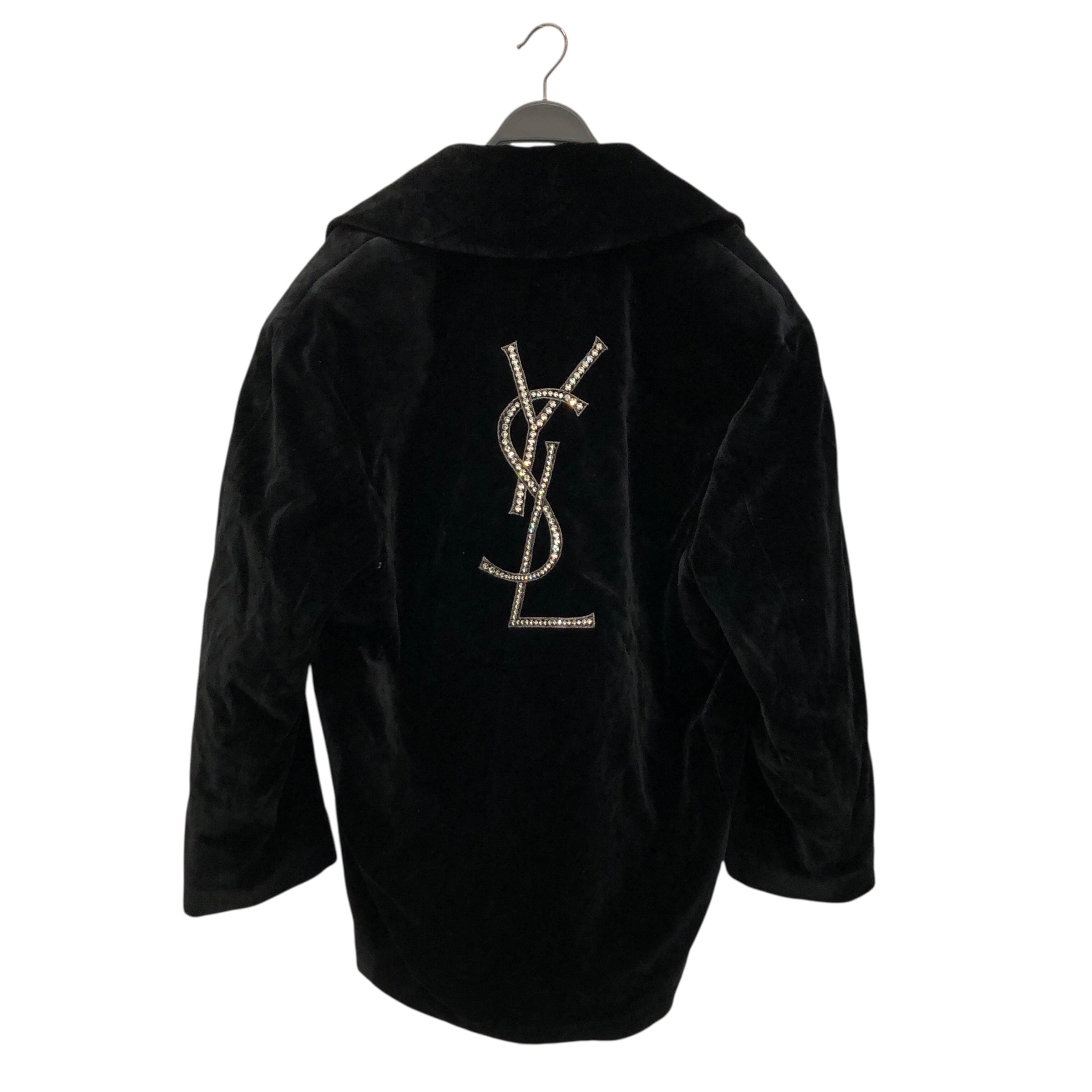 YVES SAINT LAURENT/Jacket/M/Cotton/BLK/YSL Logo in Crystal view 2