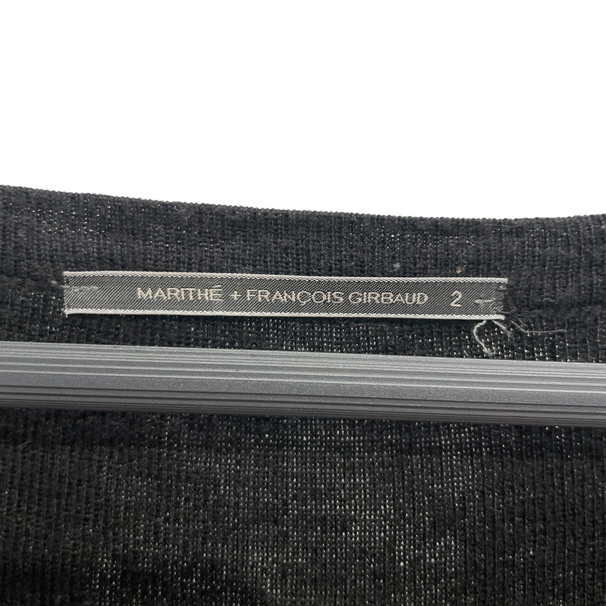 MARITHE FRANCOIS GIRBAUD/Cardigan/2/Wool/BLK/GREY SLEEVE DOUBLE BUTTONS view 3