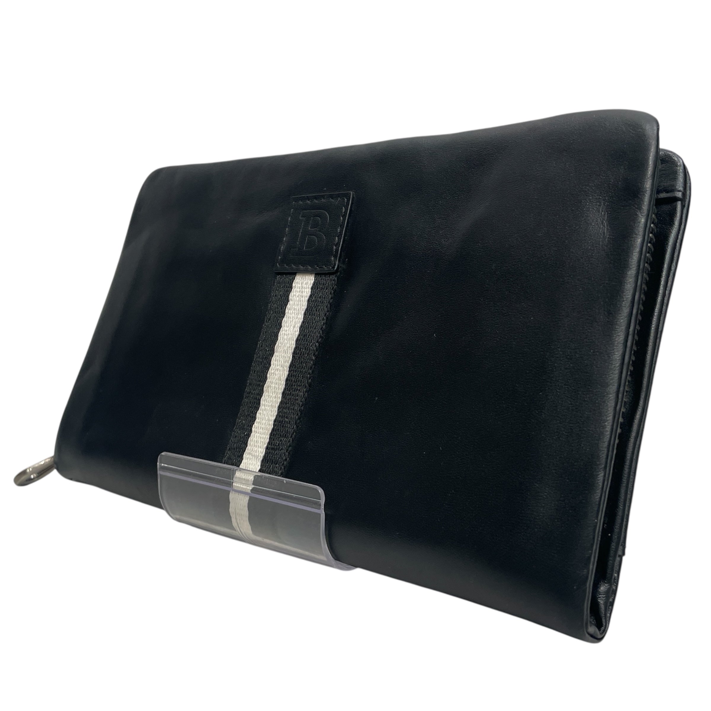 BALLY/Pouch/Leather/BLK/ZIP POUCH WOVEN STRIPE view 1