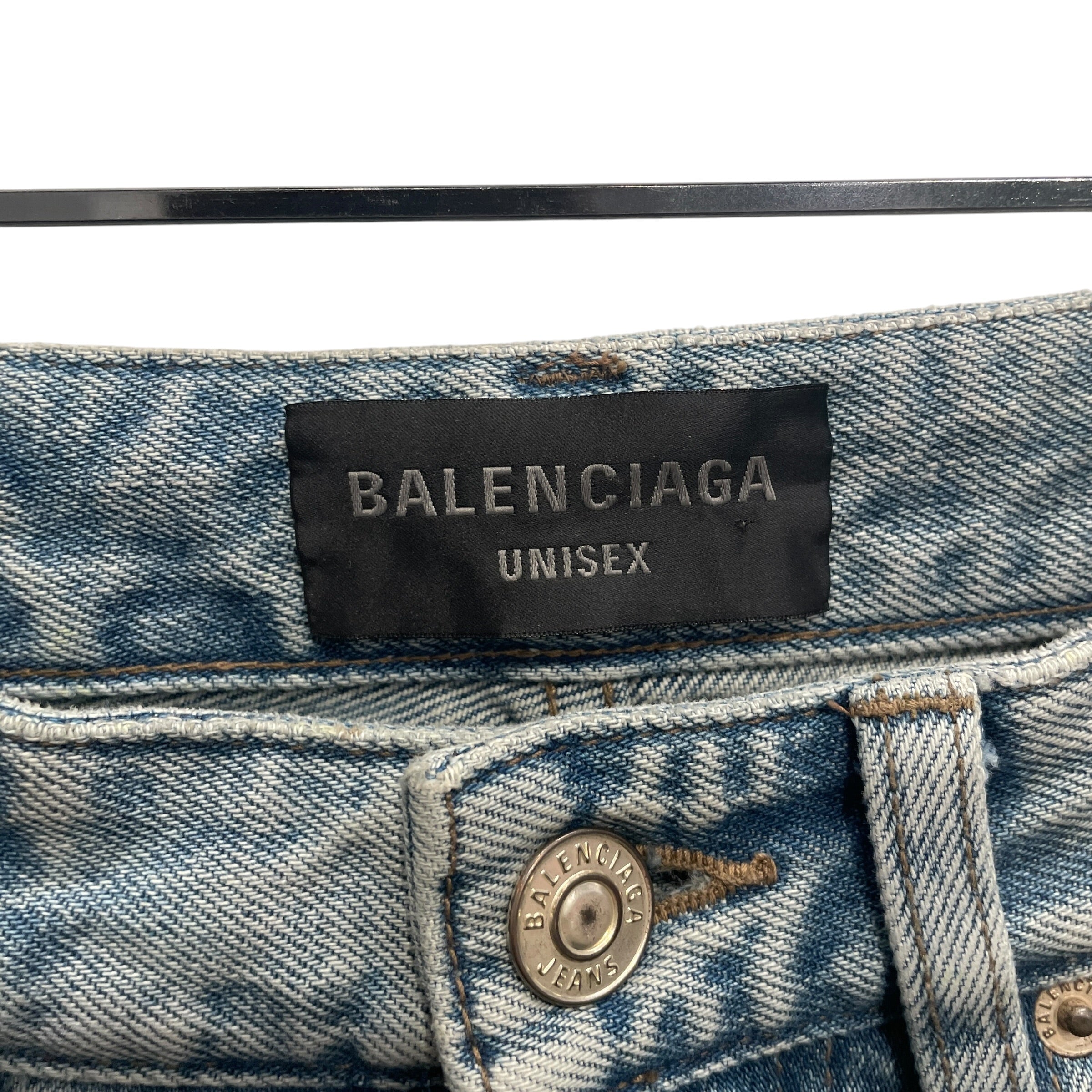 BALENCIAGA/Pants/S/Denim/BLU/LIGHT WASH DISTRESSED BOTTOMS view 3