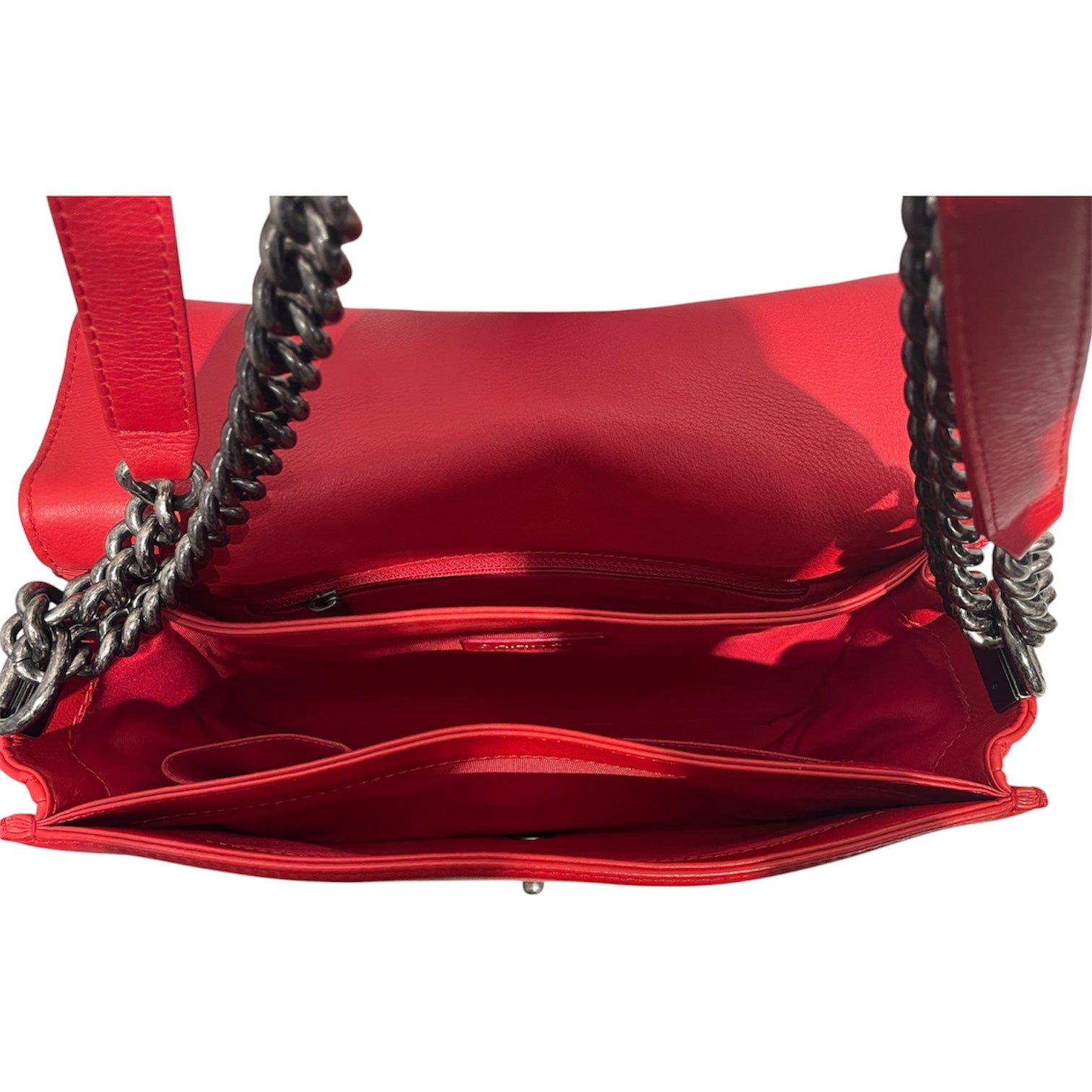CHANEL/Cross Body Bag/Leather/RED/QUILTED LAMBSKIN CHAIN view 3