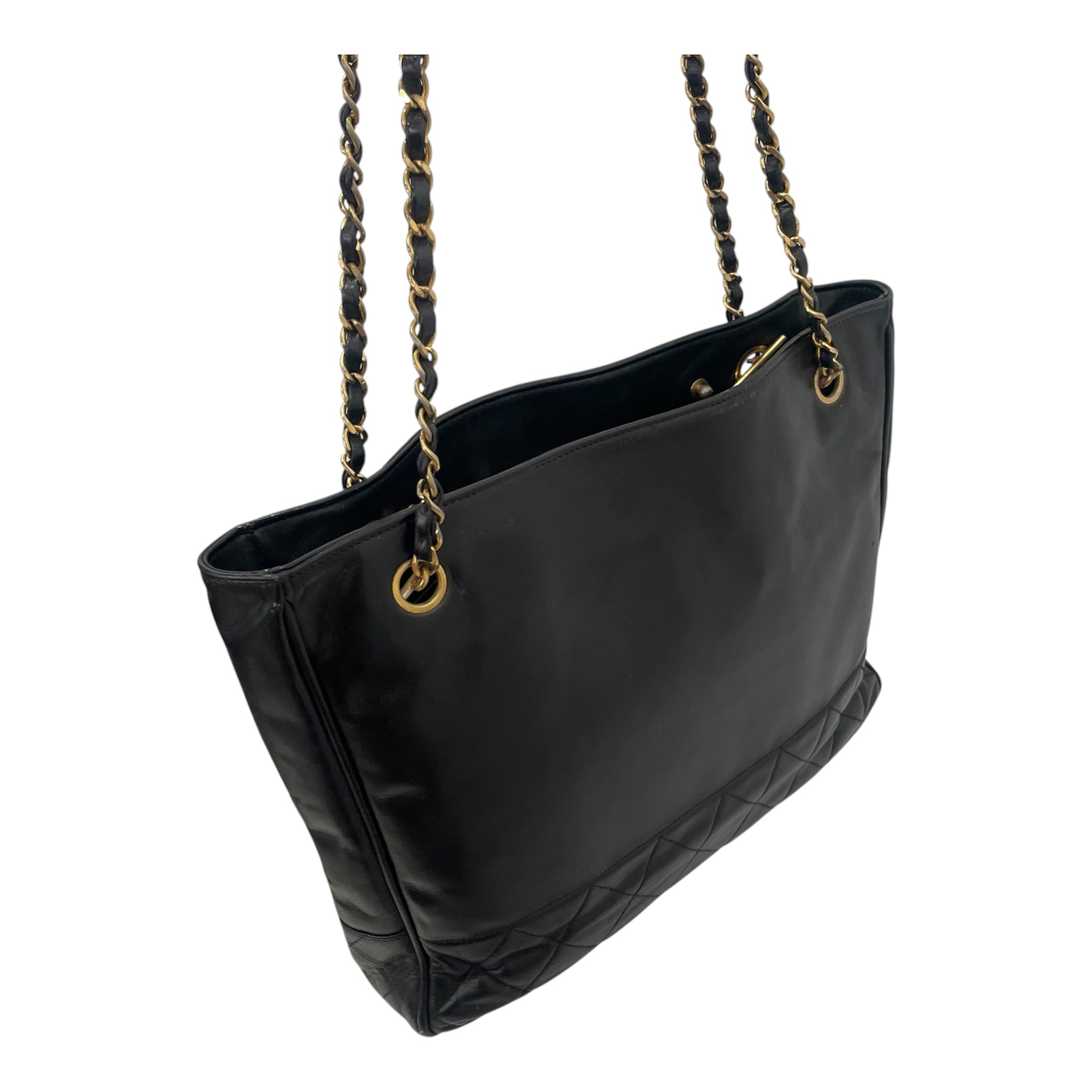 CHANEL/Tote Bag/Leather/BLK/VINTAGECHAINTOTE view 5