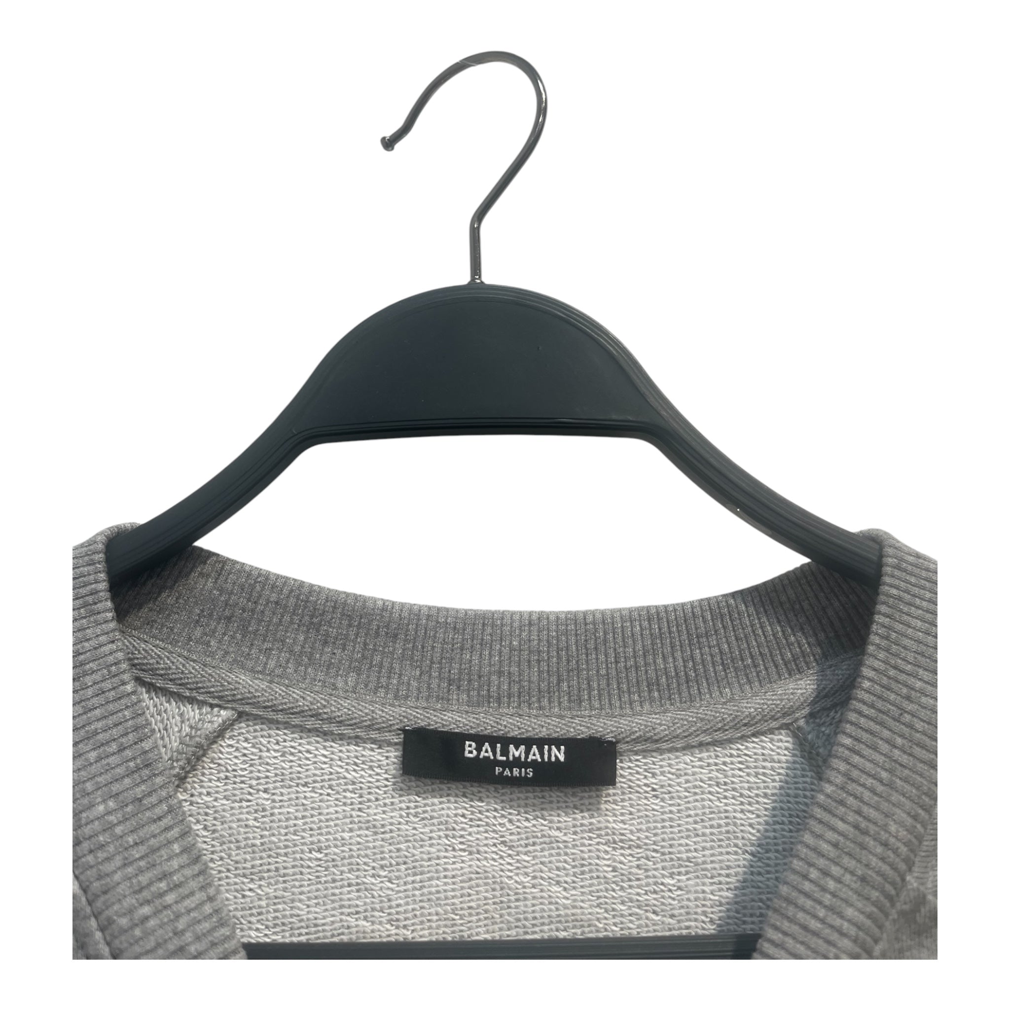 BALMAIN/Sweatshirt/M/Cotton/GRY/GRAY EMBOSSED LOGO SWEATSHIRT view 3