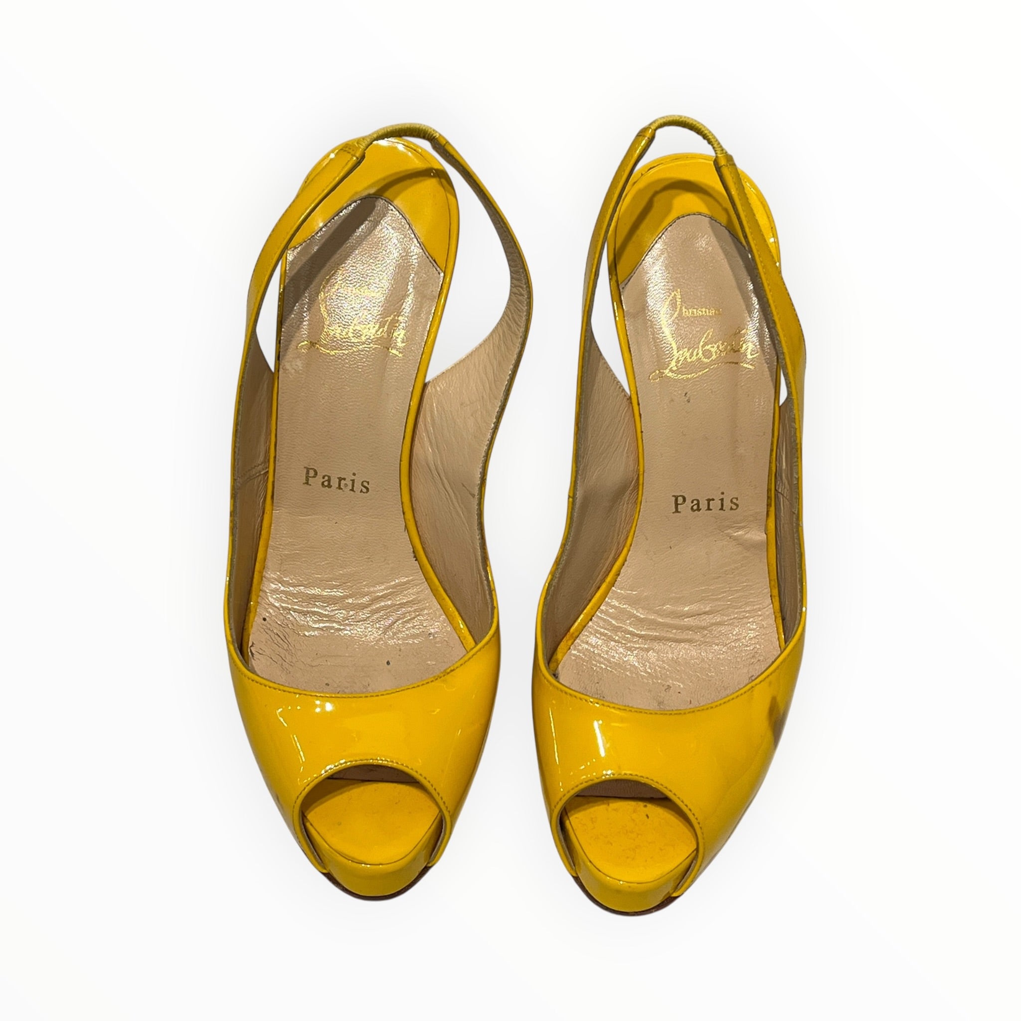 Christian Louboutin/Heels/EU 36.5/Leather/YEL/SLINGBACK/PEEP TOE view 4